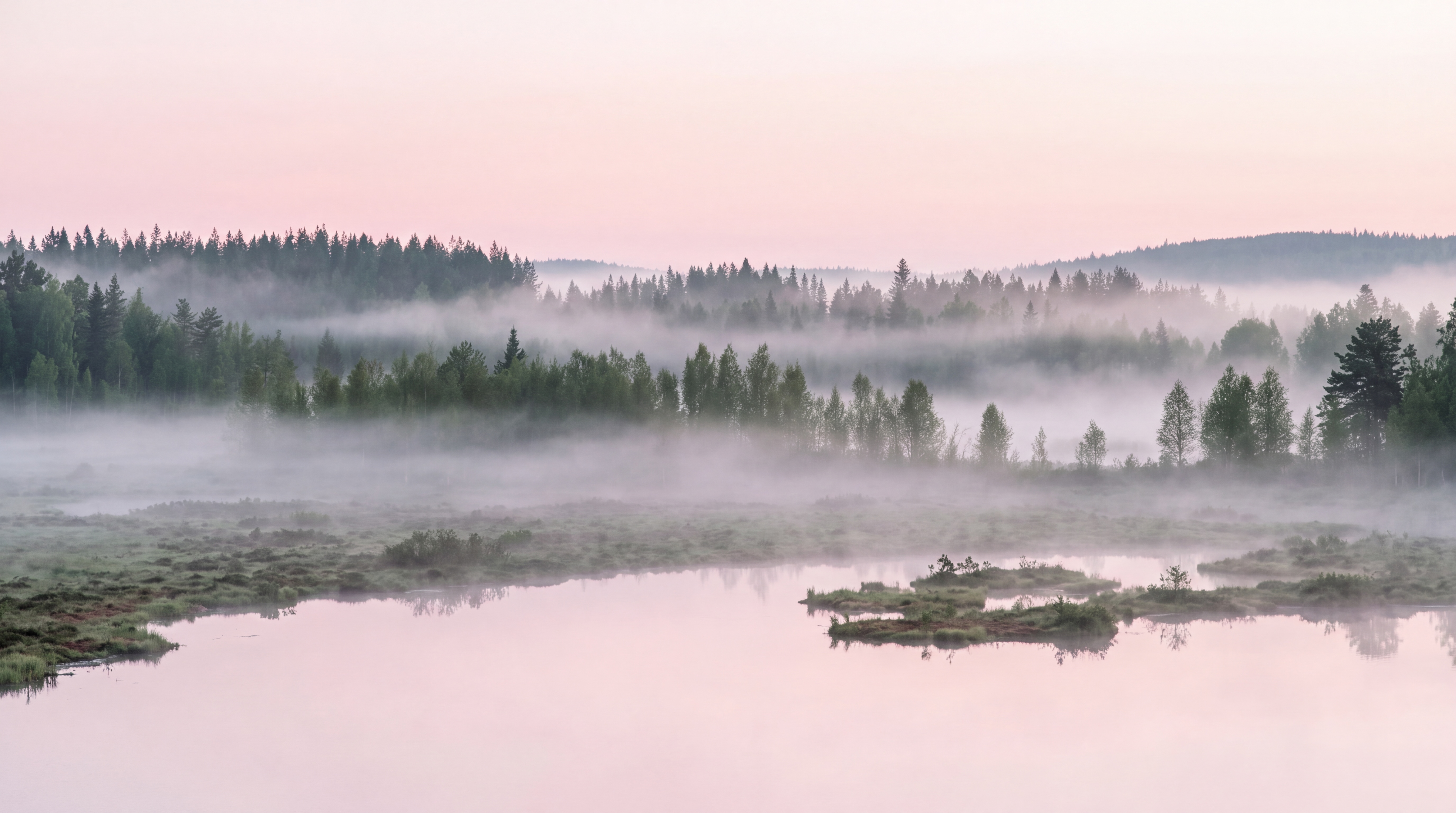 Pink Lake Scenic Wallpaper Mural, Peel-and-stick Finish