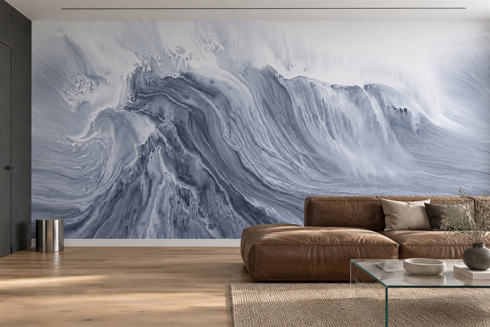 Blue Marble Decorative Wallpaper Mural Dining-room-wallpaper-murals, Peel-and-stick Finish