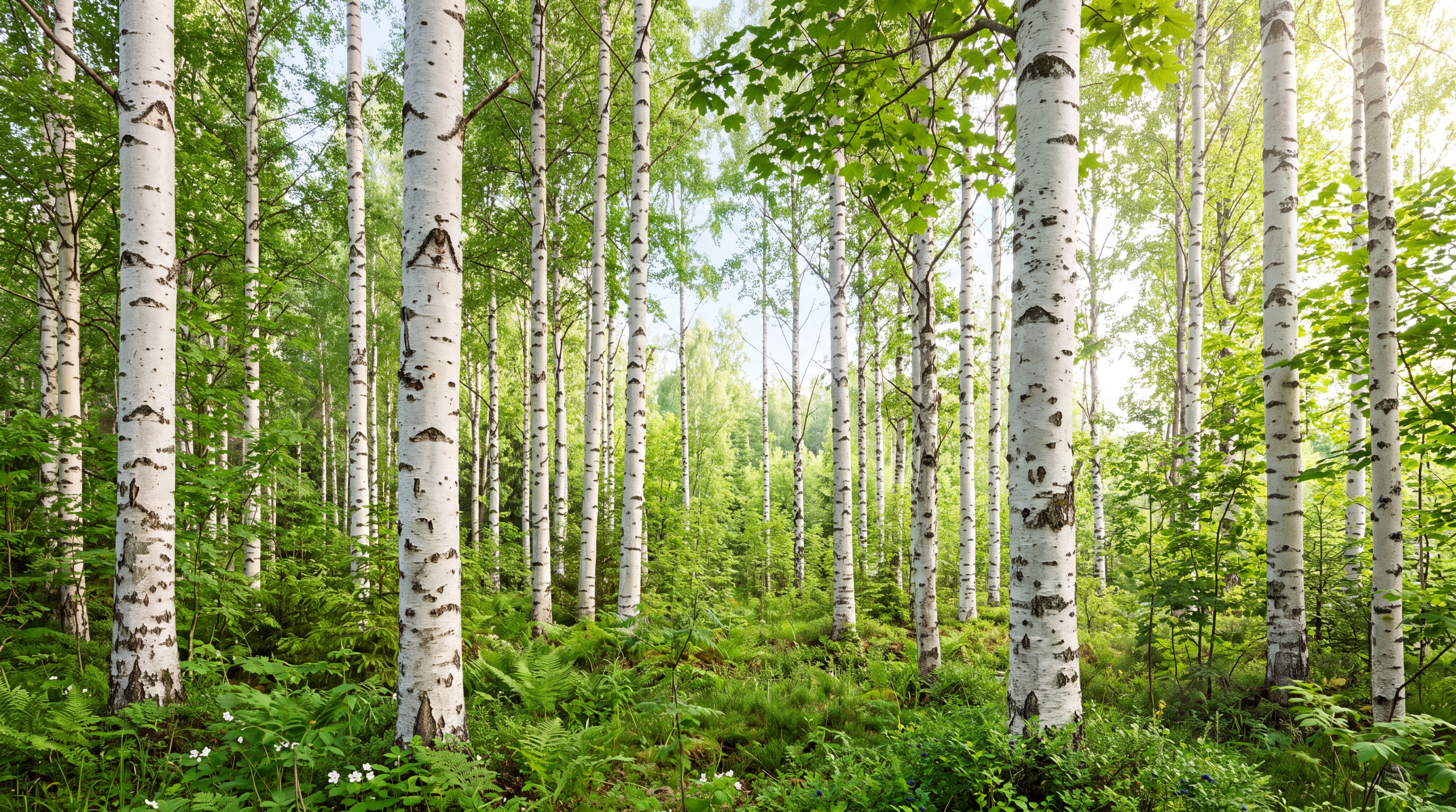 Green Birch Scenic Decorative Wallpaper Mural, Peel-and-stick Finish