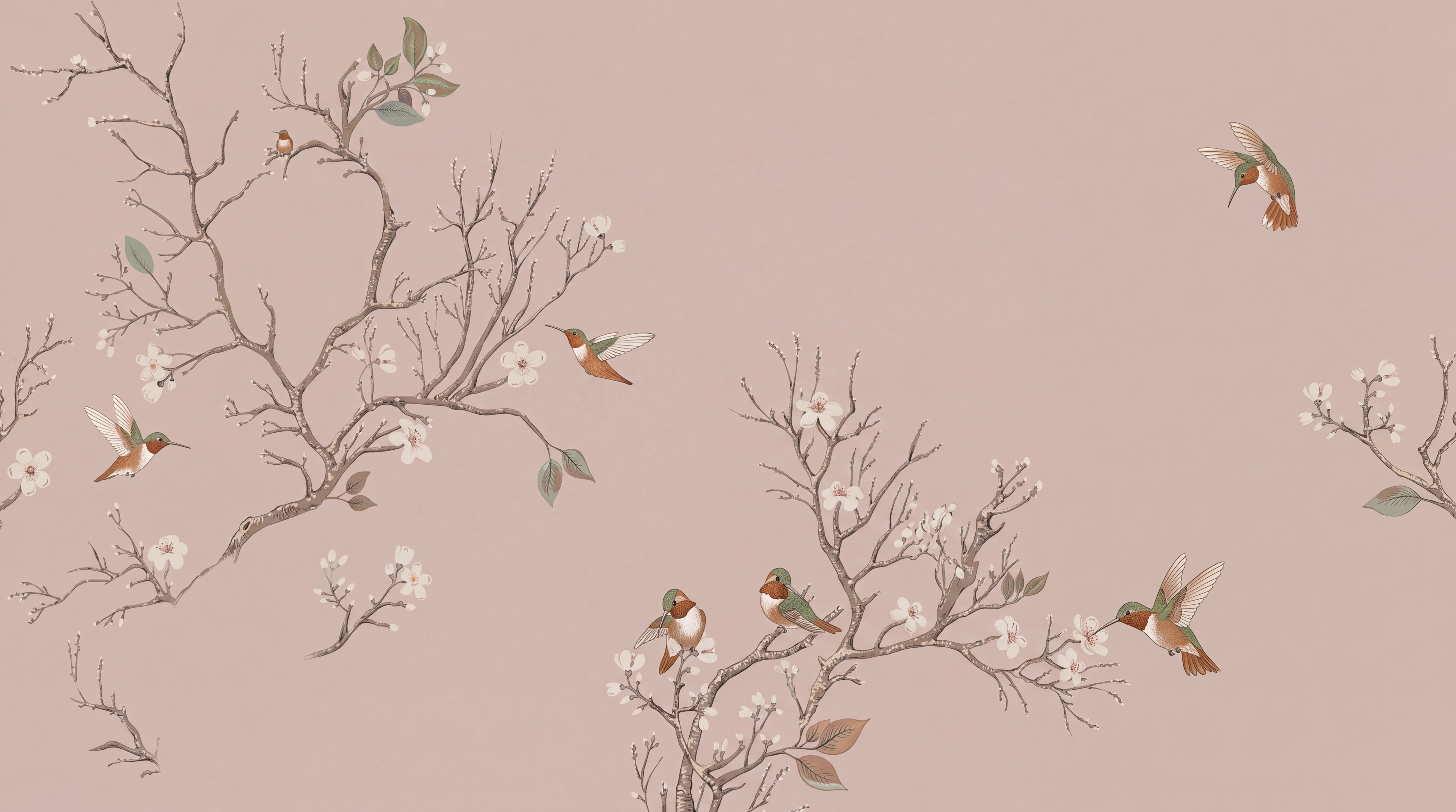Blush Pattern Decorative Organic Wallpaper Mural Accent-wall-wallpaper-murals, Peel-and-stick Finish