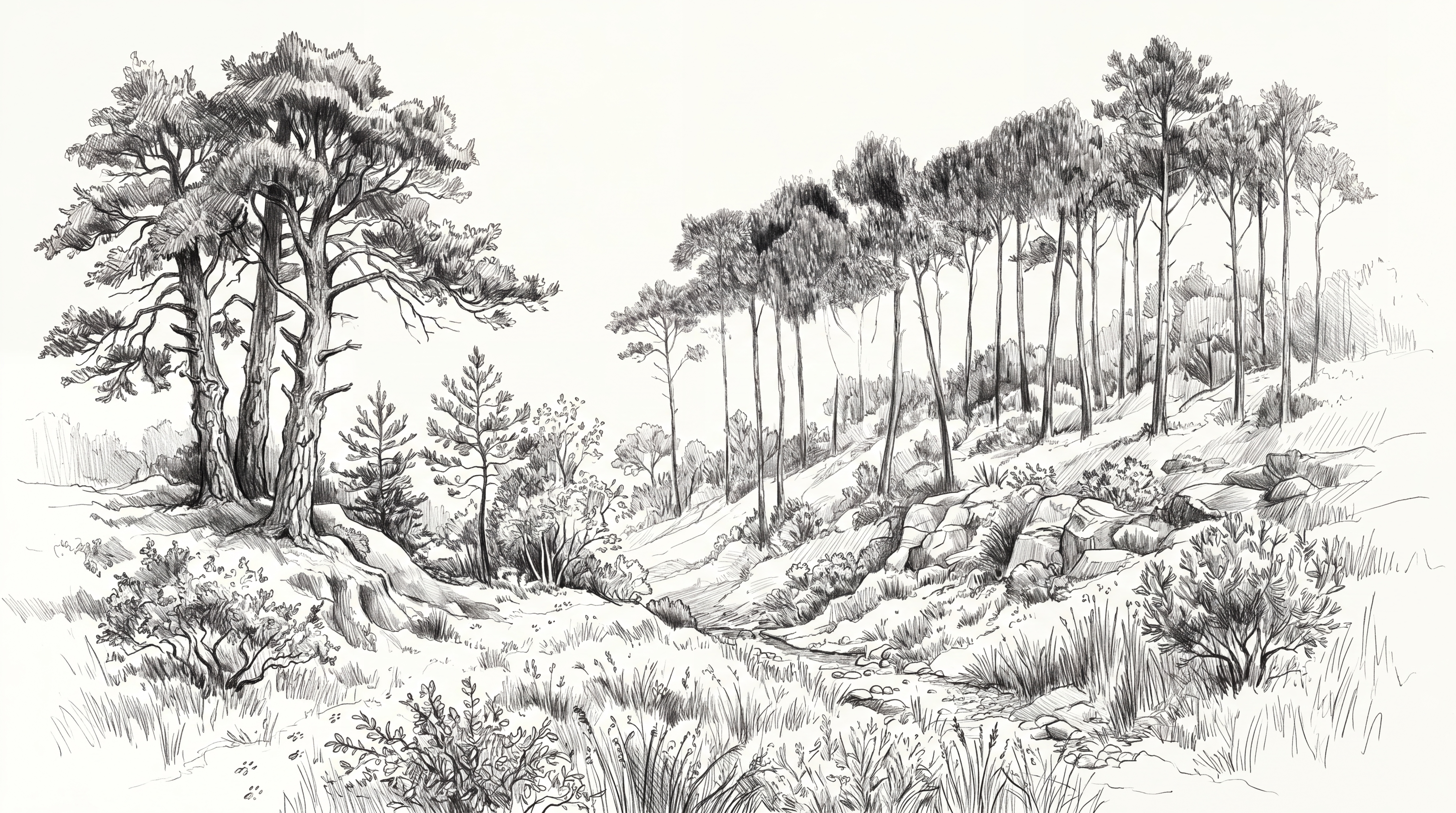 Grey Pine Scenic Decorative Wallpaper Mural, Peel-and-stick Finish