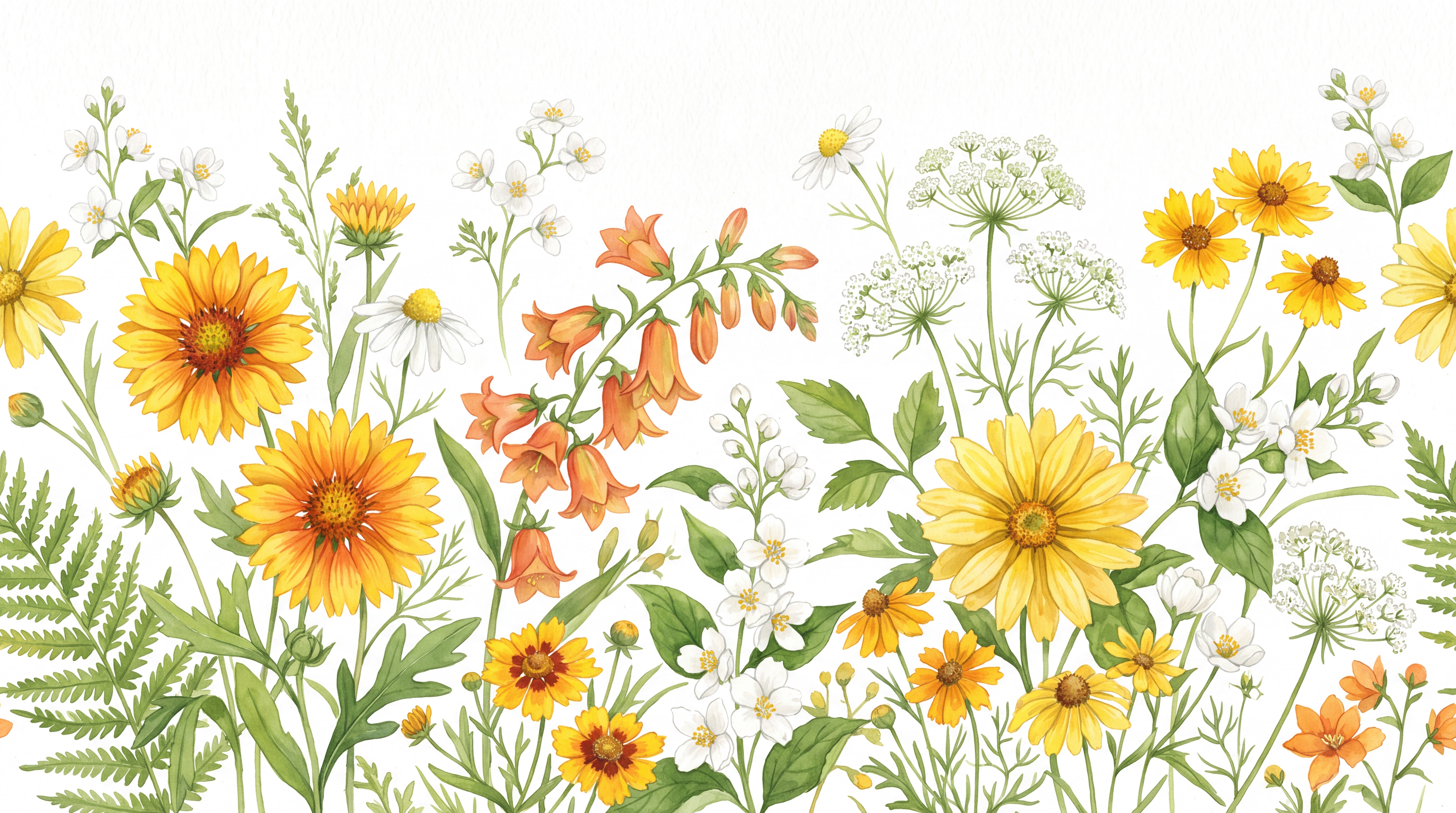 Yellow Floral Botanical Wallpaper Mural, Peel-and-stick Finish
