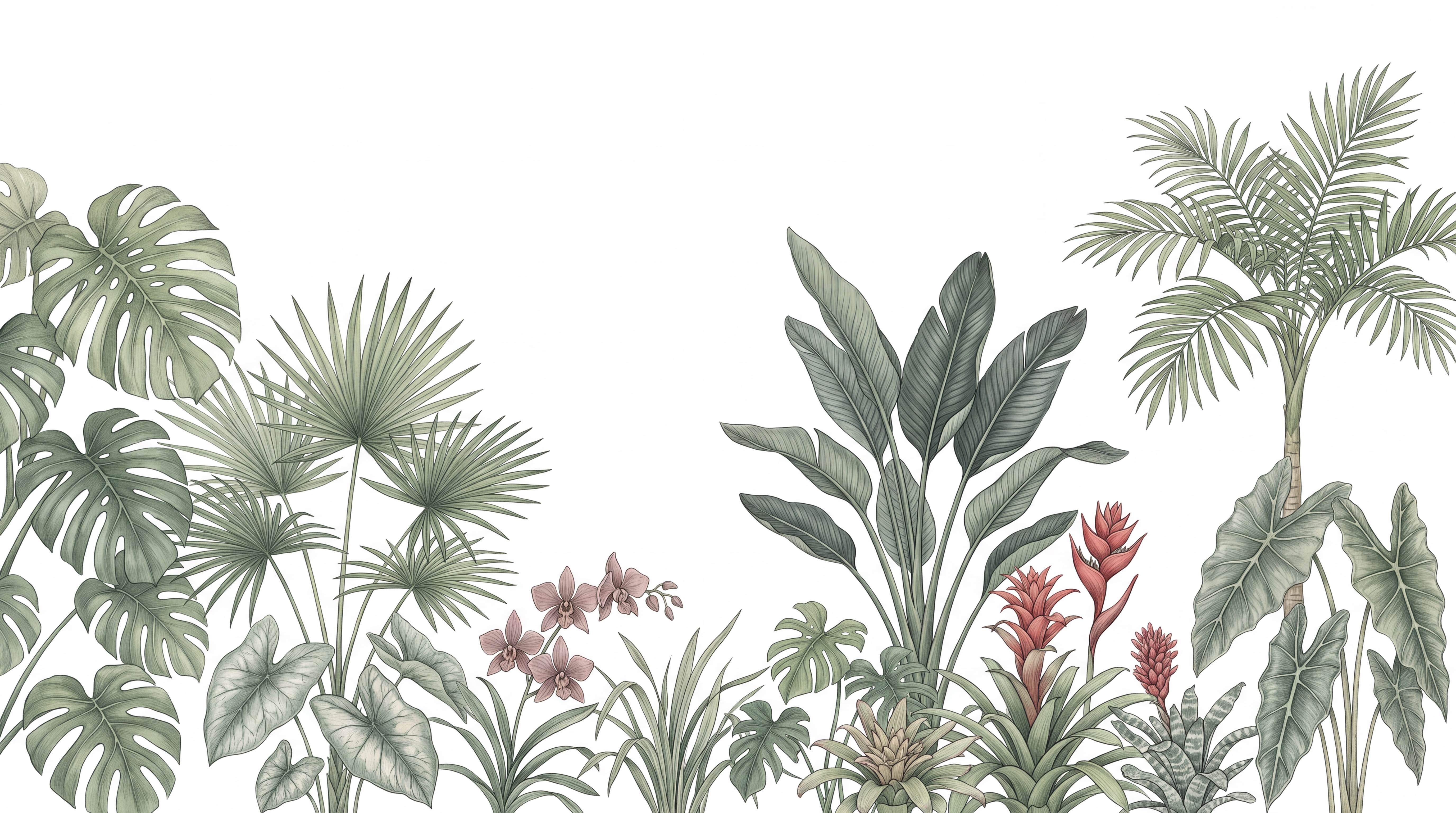 Green Leaf Botanical Decorative Wallpaper Mural Bathroom-wallpaper-murals, Peel-and-stick Finish