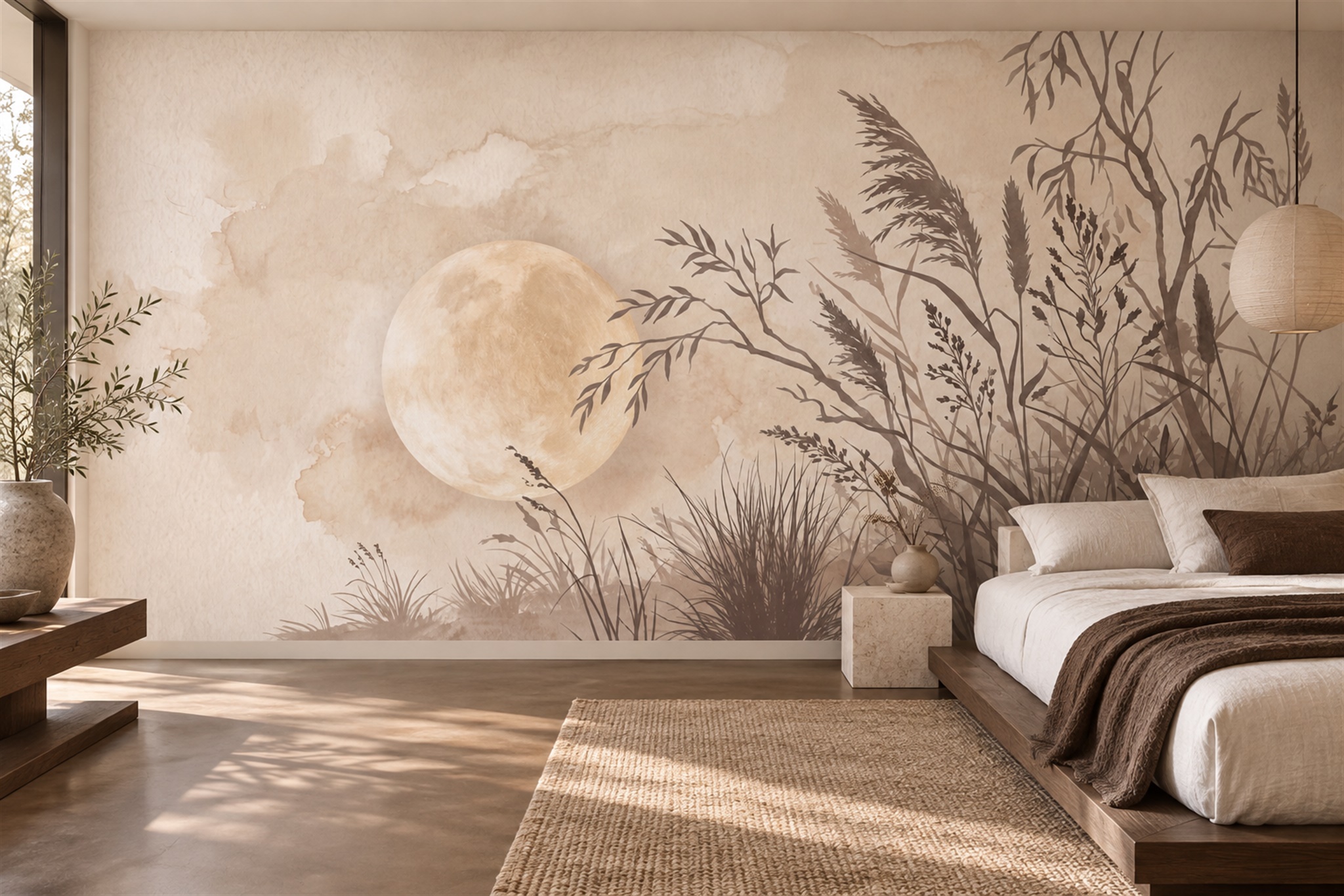 Beige Pattern Decorative Layered Wallpaper Mural Entryway-wallpaper-murals, Peel-and-stick Finish