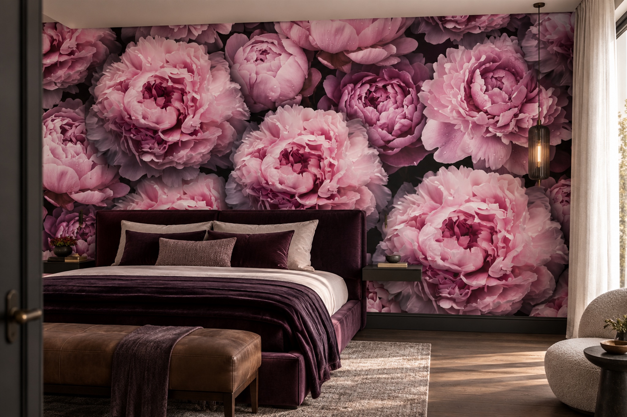 Pink Vintage Artful Abstract Wallpaper Mural Bedroom-wallpaper-murals, Peel-and-stick Finish