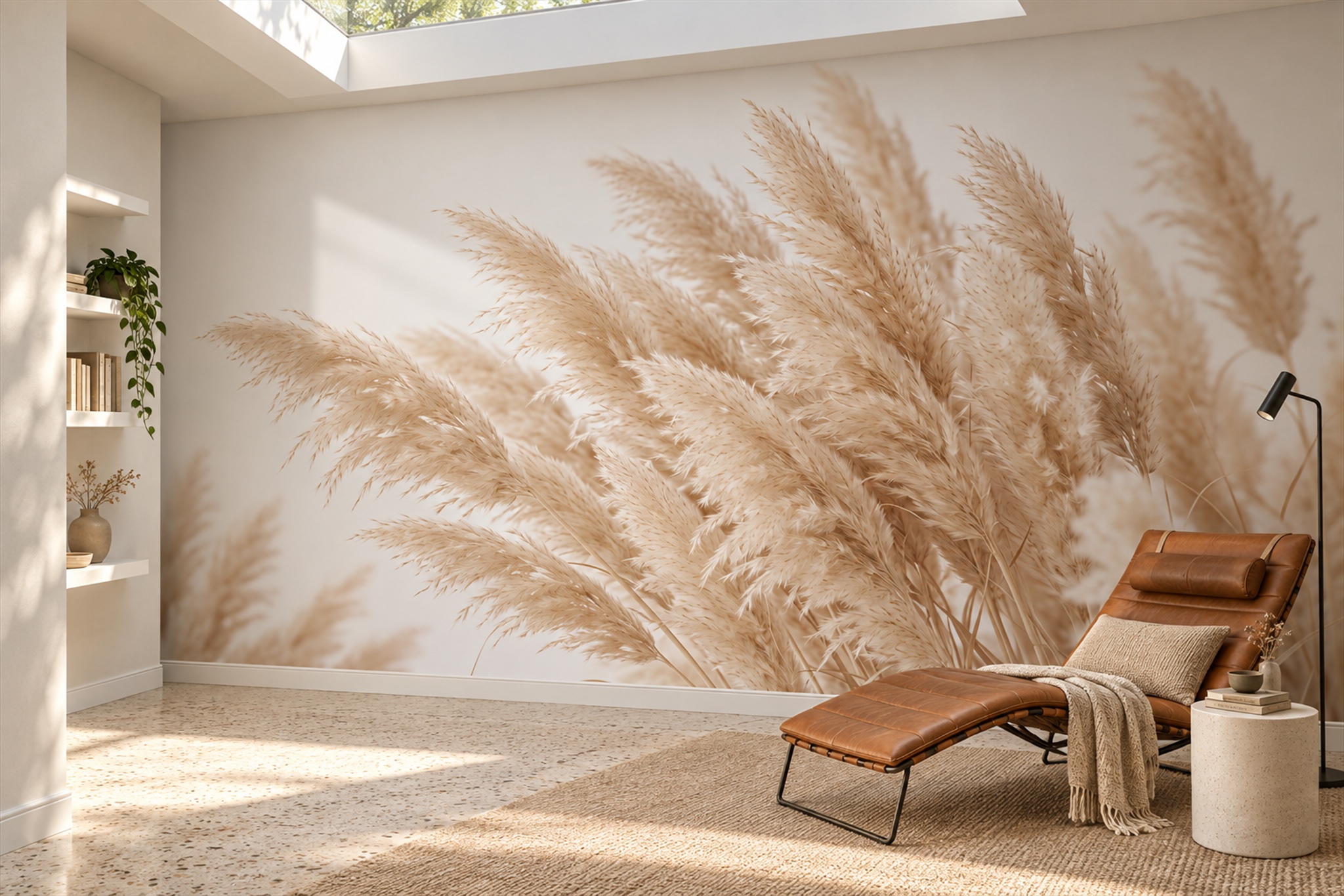 Beige Pattern Decorative Organic Wallpaper Mural Home-office-wallpaper-murals, Peel-and-stick Finish