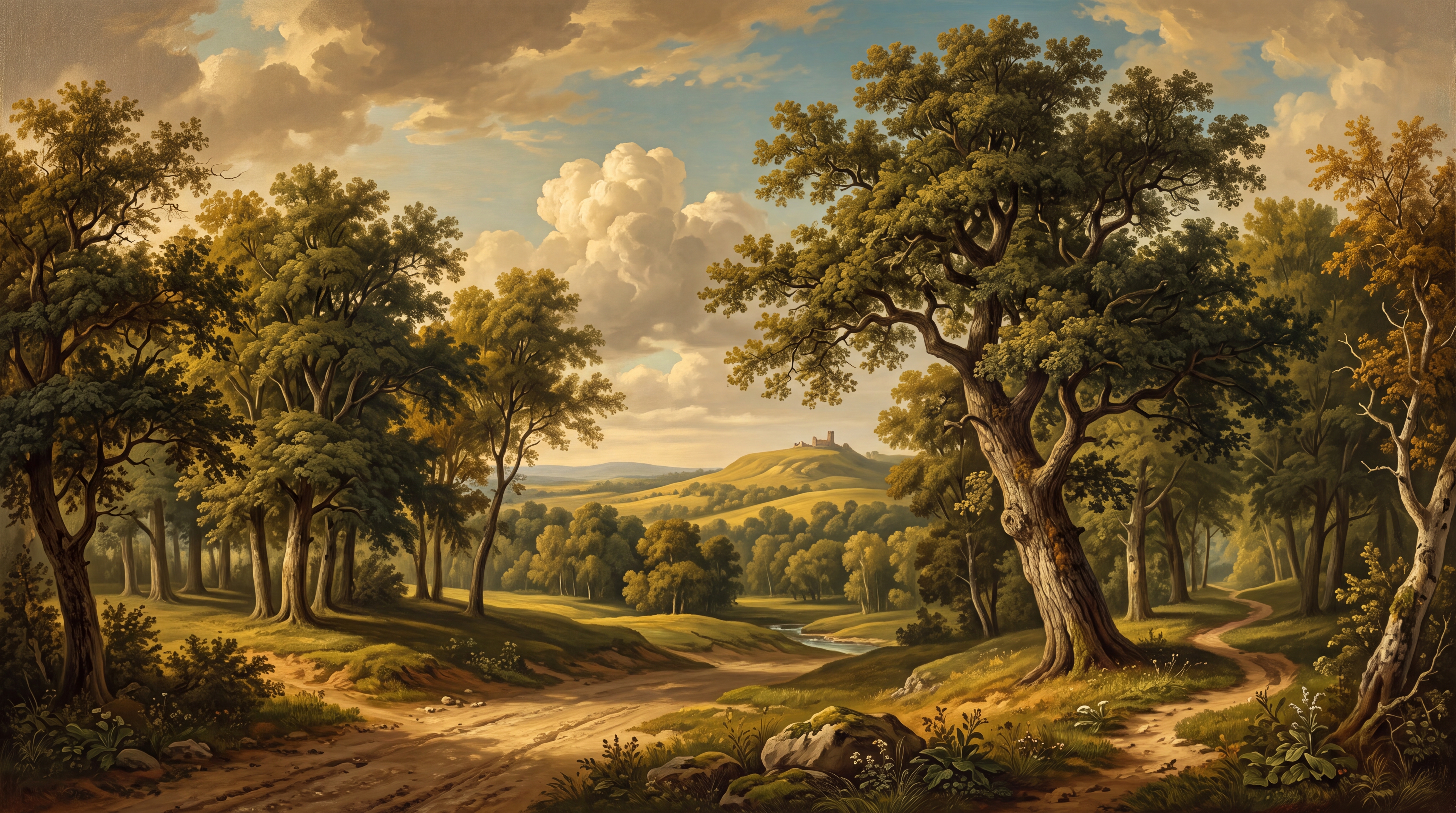 Gold Woodland Scenic Decorative Wallpaper Mural, Peel-and-stick Finish