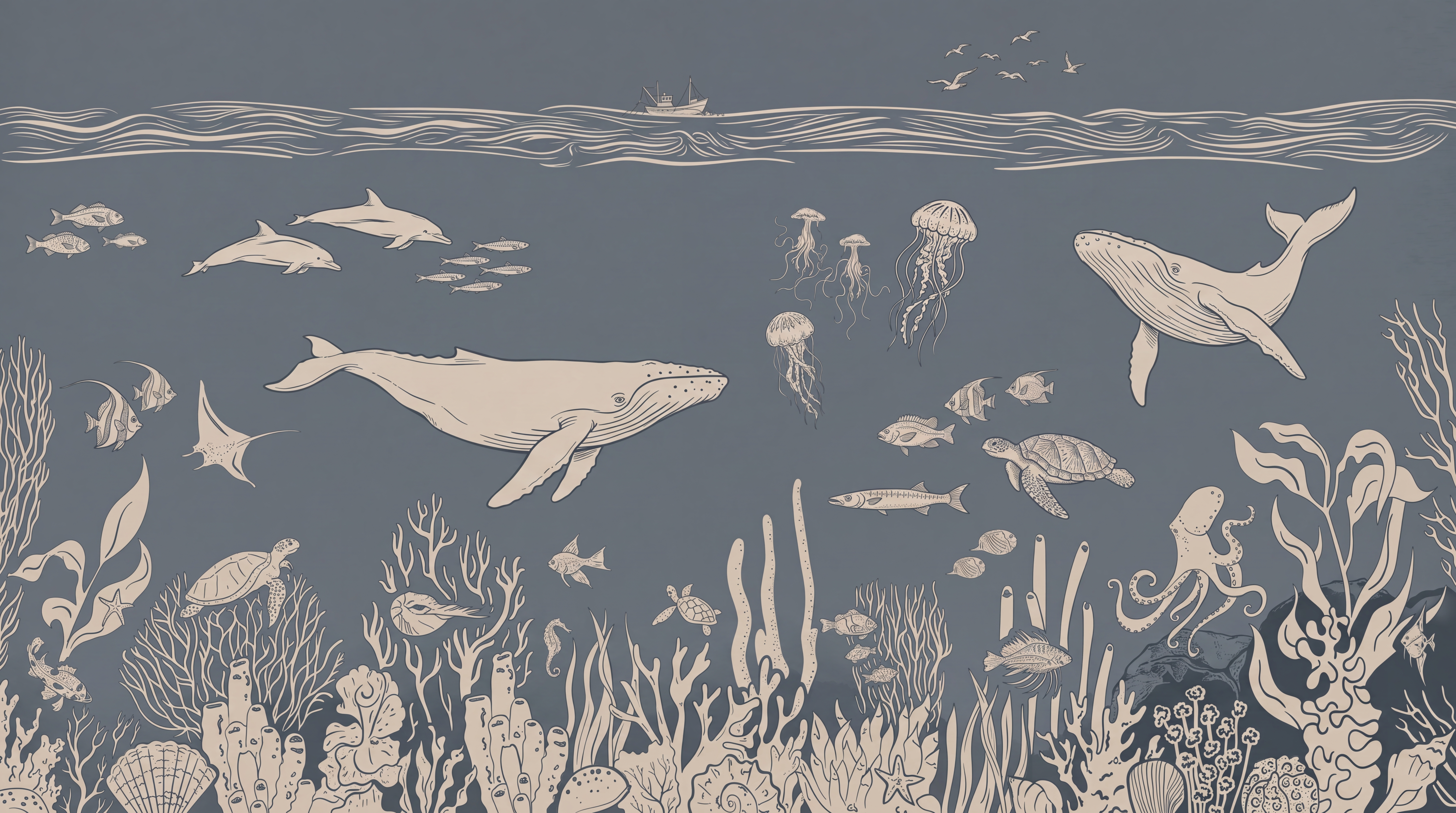 Grey Pattern Decorative Wallpaper Mural Layered Forms Wallpaper Mural, Peel-and-stick Finish