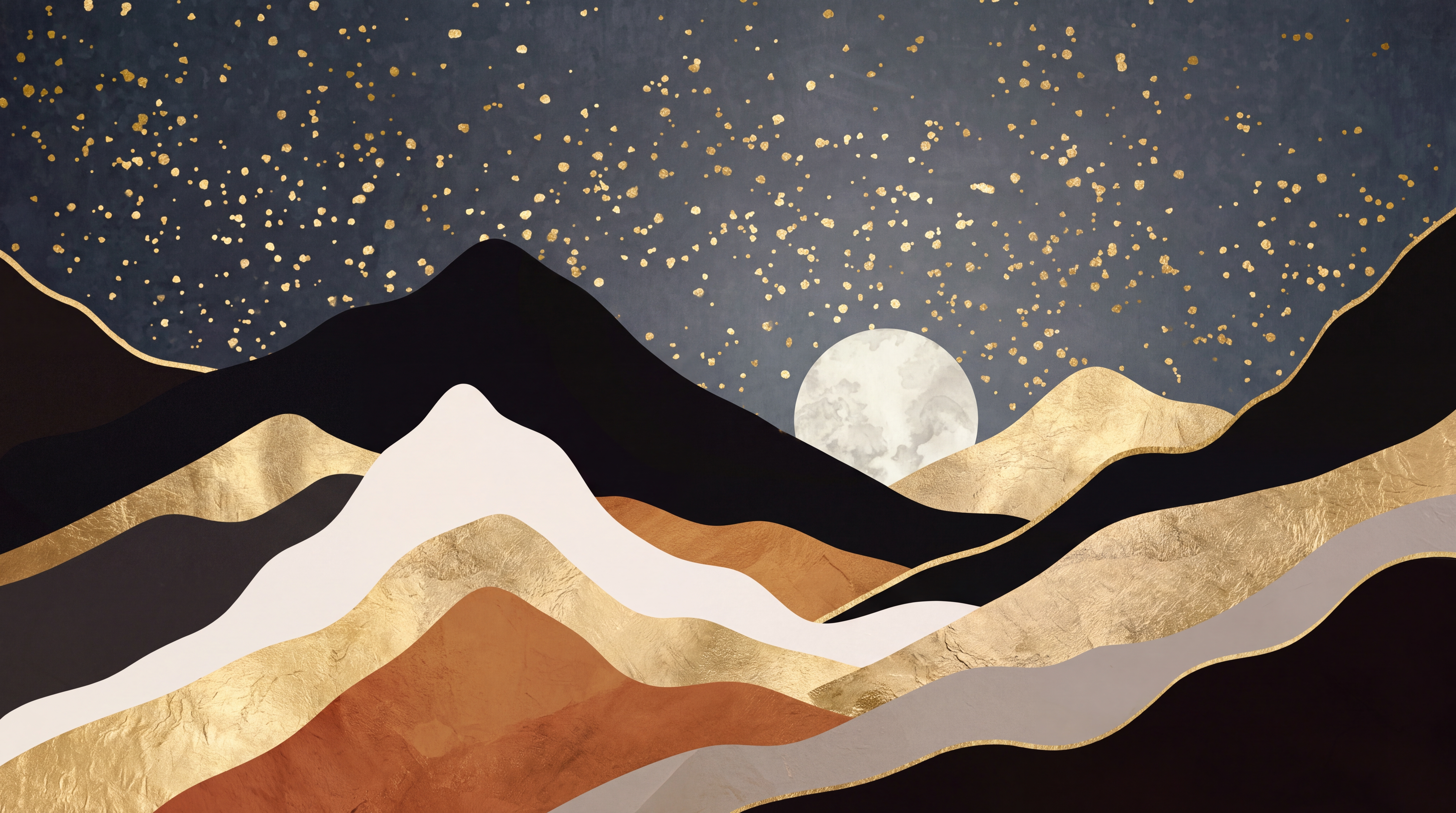 Gold Mountain Scenic Wallpaper Mural, Peel-and-stick Finish