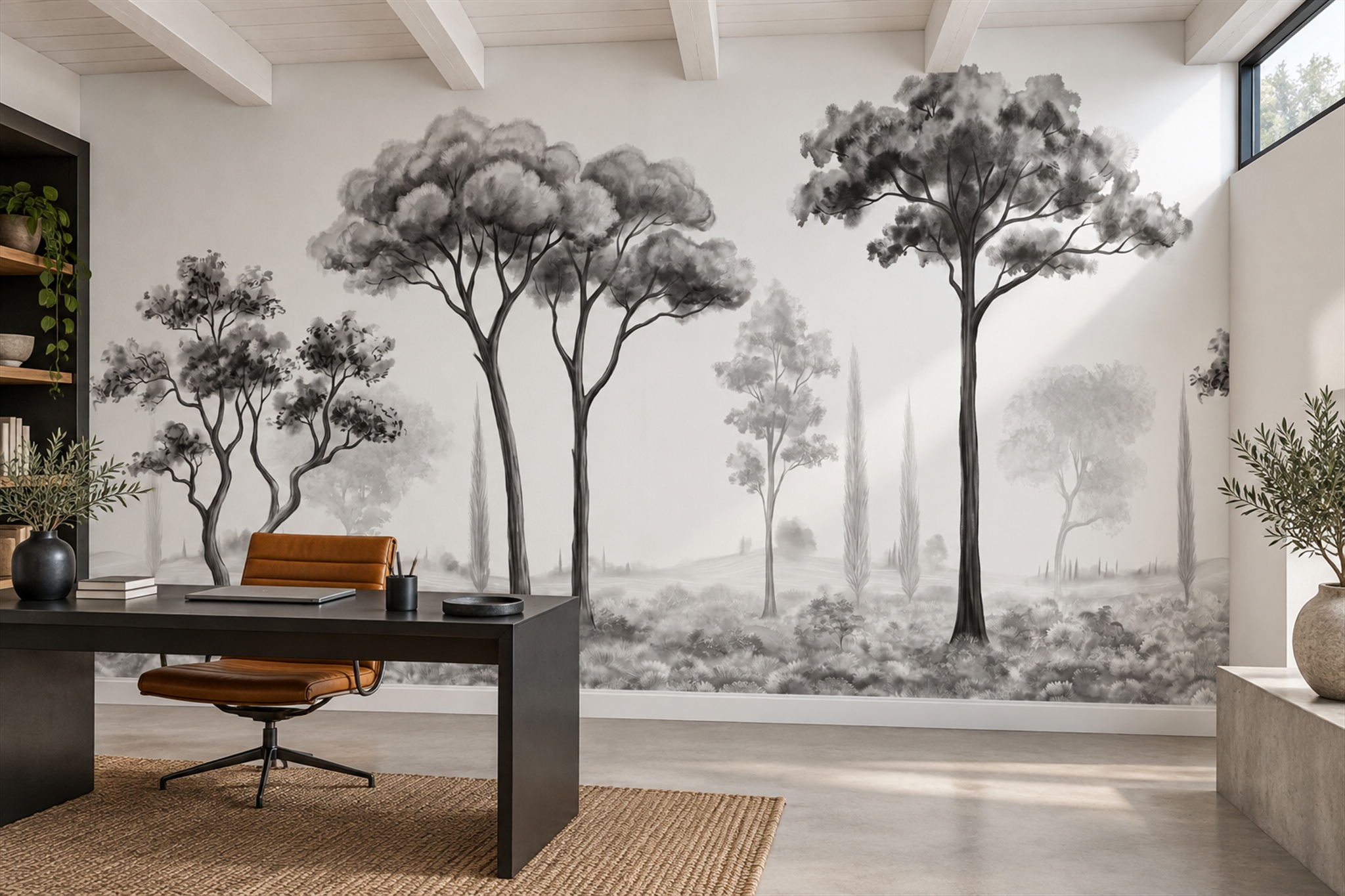 Grey Scenic Scenic Textured Wallpaper Mural Home-office-wallpaper-murals, Peel-and-stick Finish
