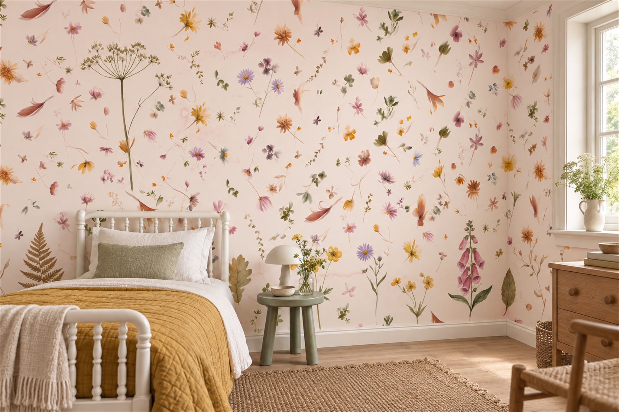 Pink Pattern Decorative Wallpaper Mural Layered Bedroom-wallpaper-murals, Peel-and-stick Finish