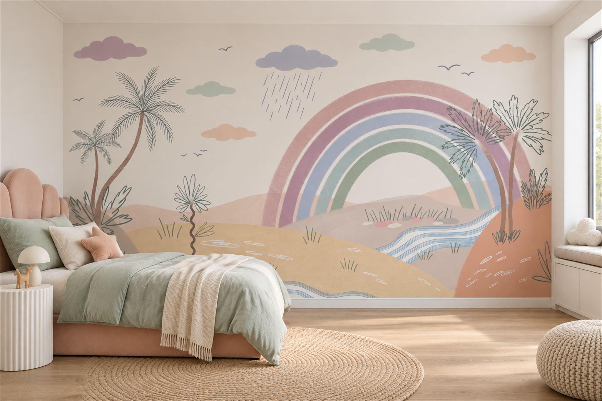 Pink Pattern Decorative Wallpaper Mural Layered Abstract Wallpaper Mural Accent-wall-wallpaper-murals, Peel-and-stick Finish