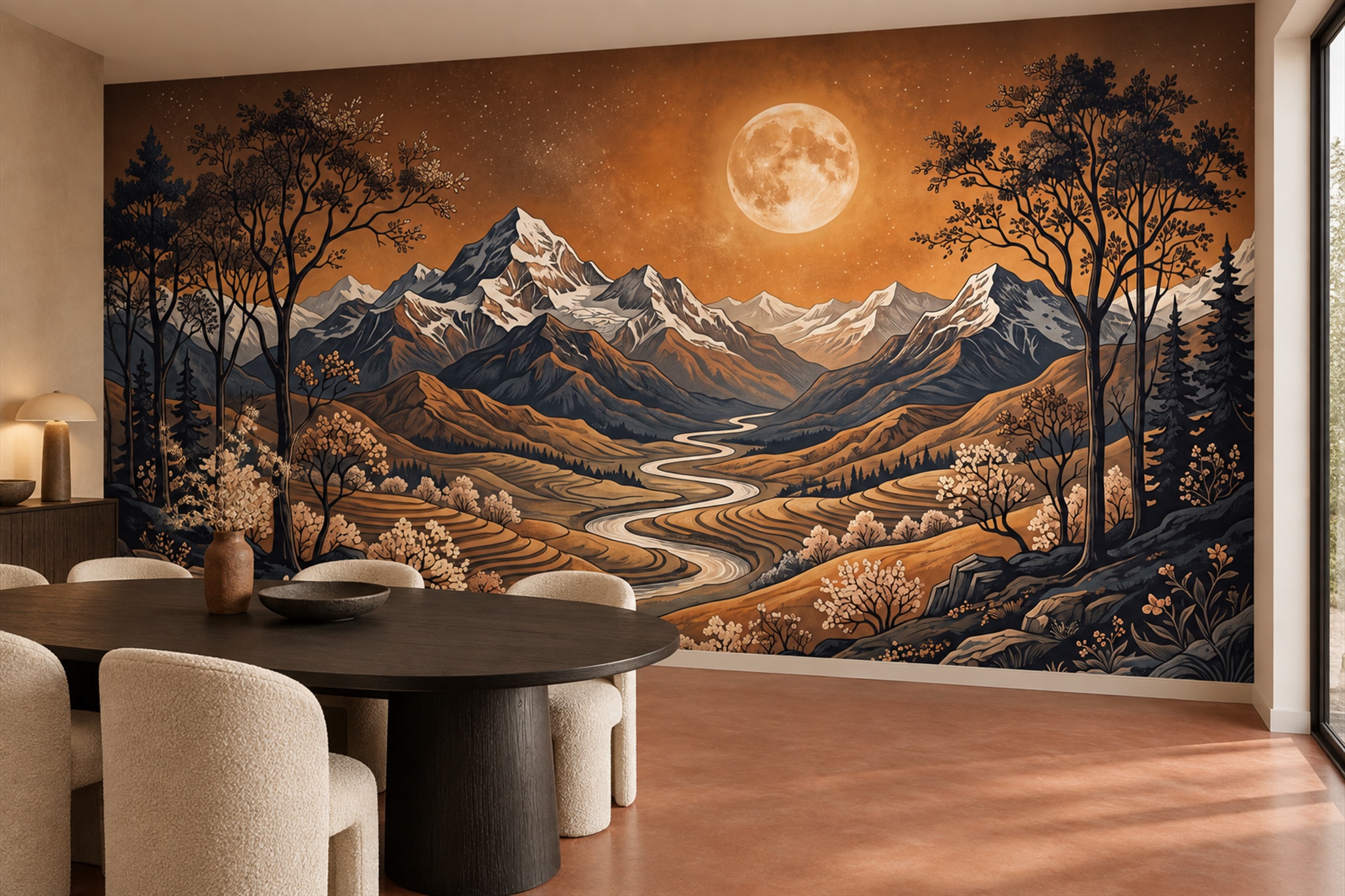 Gold Pattern Decorative Wallpaper Mural Layered Composition Wallpaper Accent-wall-wallpaper-murals, Peel-and-stick Finish