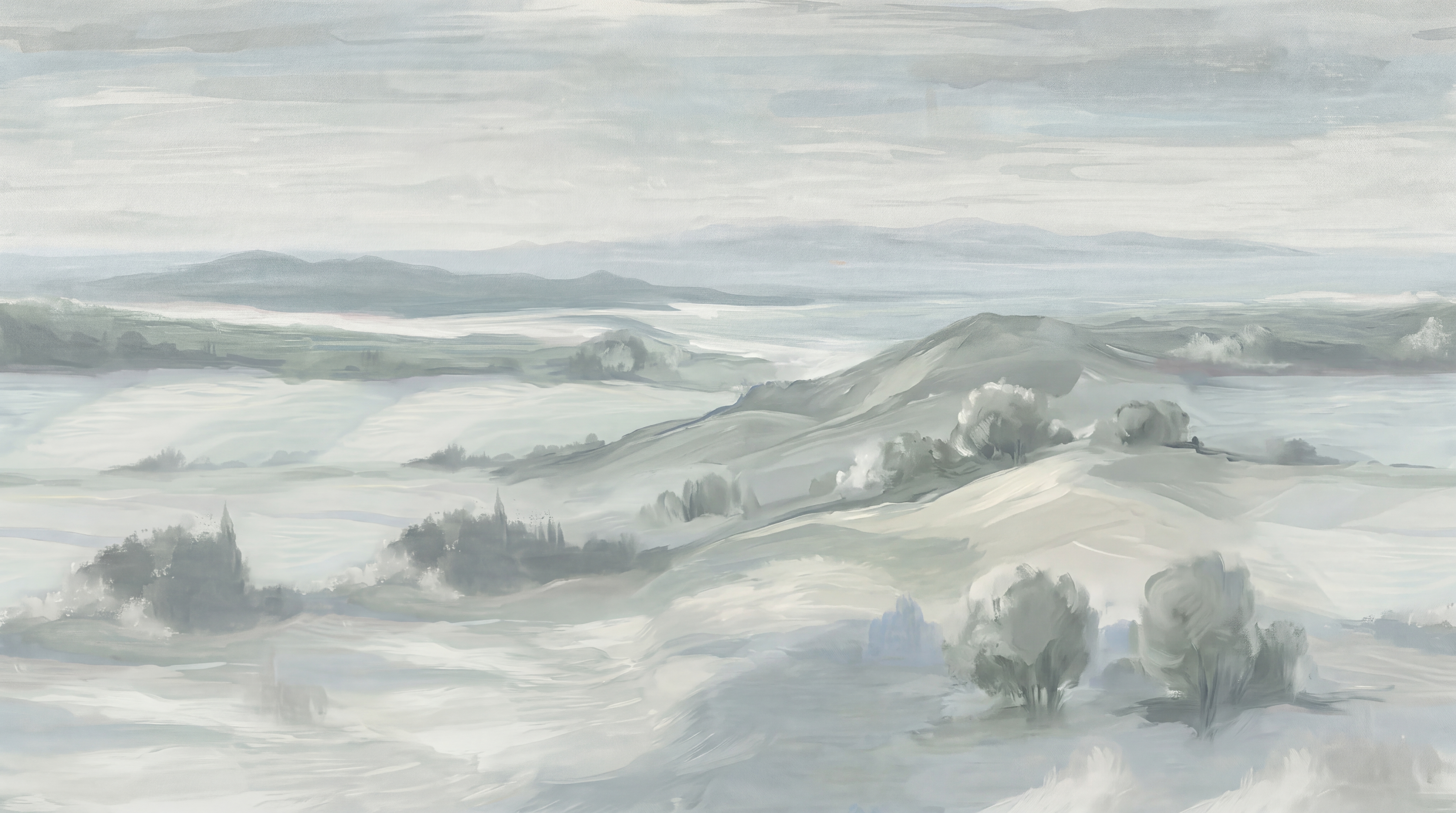 Sage Hills Scenic Painterly Wallpaper Mural, Peel-and-stick Finish