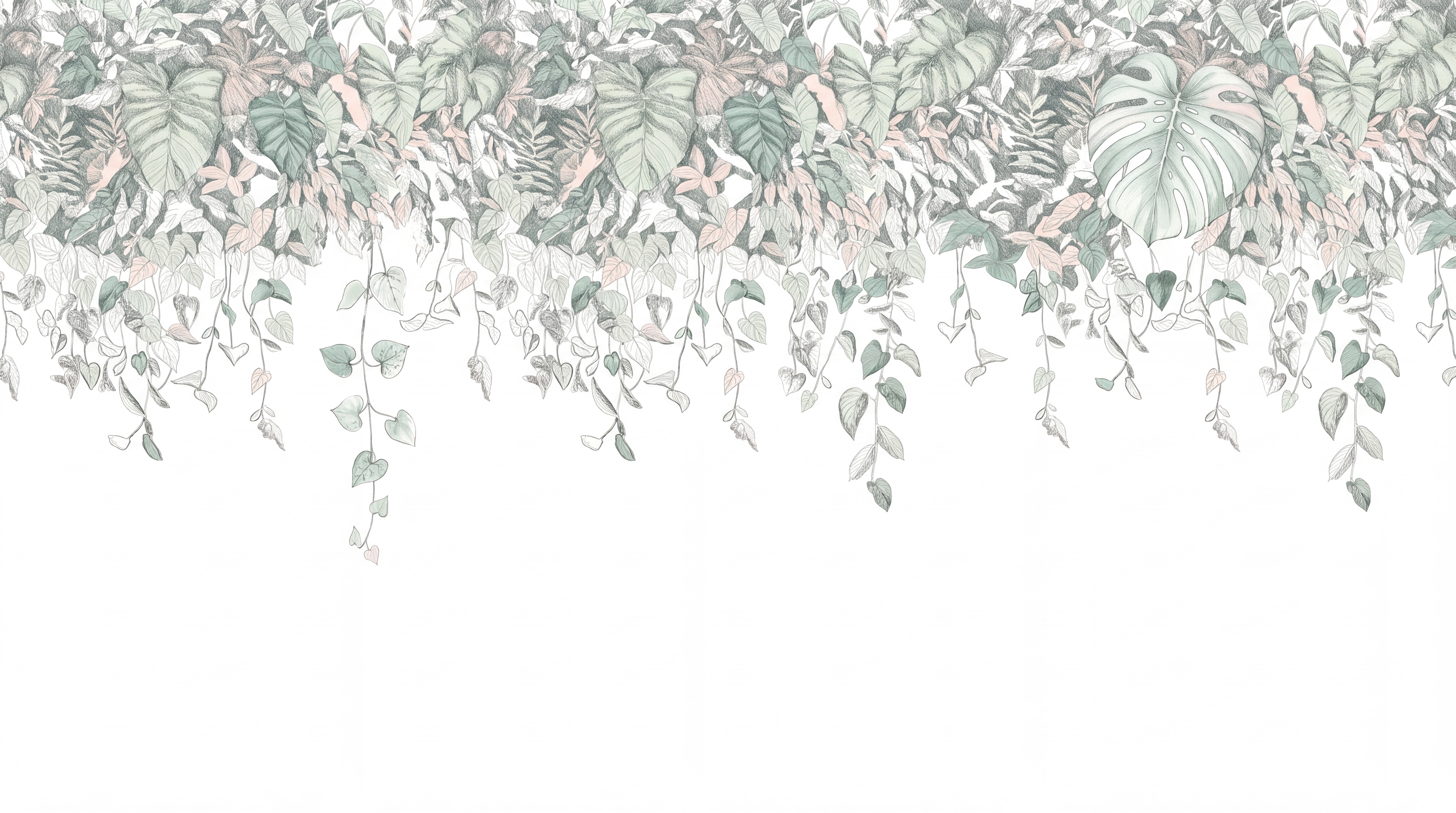 Sage Vine Botanical Decorative Wallpaper Mural, Peel-and-stick Finish