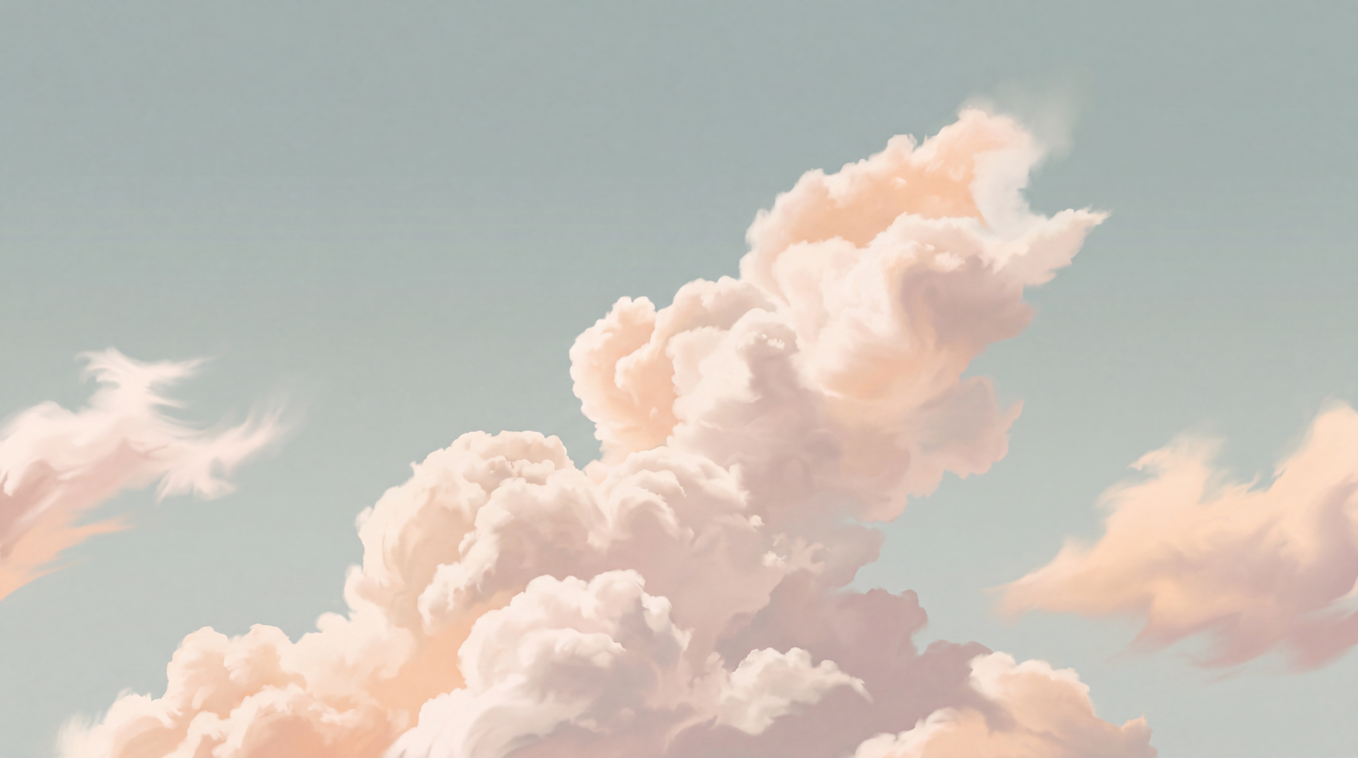 Peach Clouds Artful Wallpaper Mural Accent-wall-wallpaper-murals, Peel-and-stick Finish
