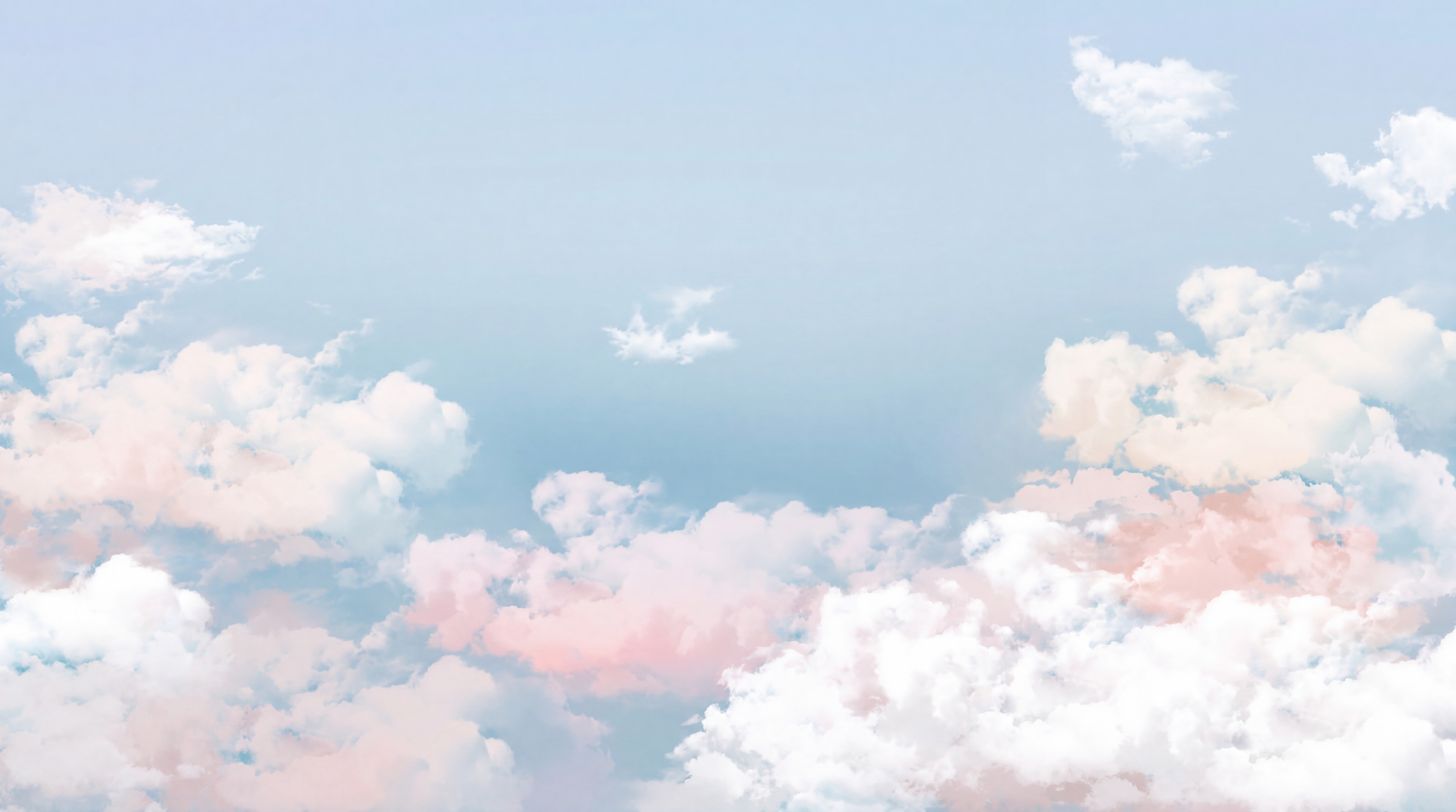 Blue Clouds Artful Textured Wallpaper Mural, Peel-and-stick Finish