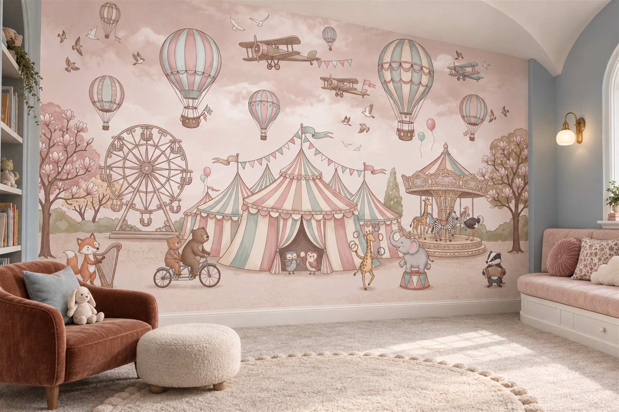 Pink Pattern Decorative Wallpaper Mural Layered Rhythm Wallpaper Mural Home-office-wallpaper-murals, Peel-and-stick Finish
