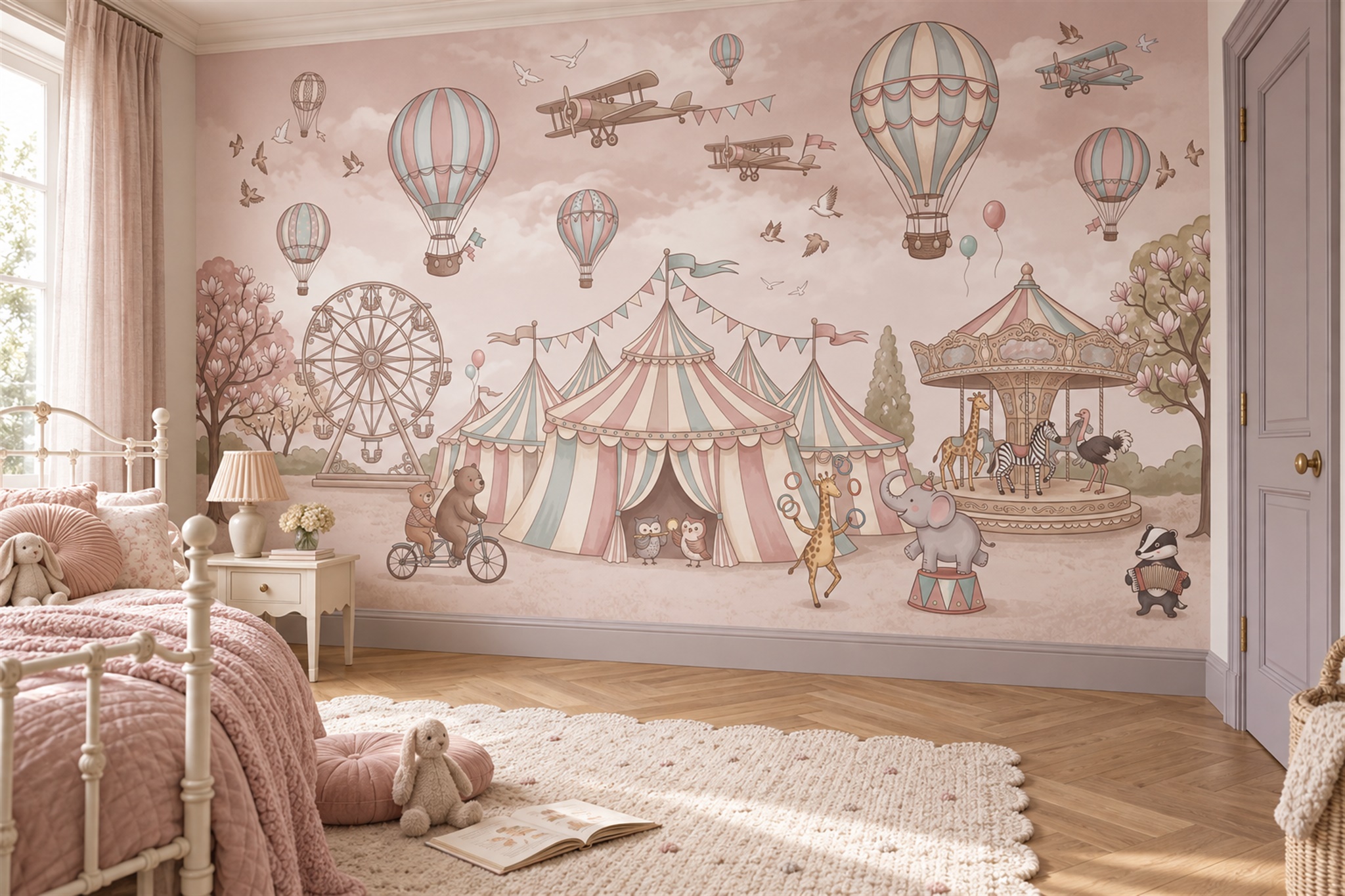 Pink Pattern Decorative Wallpaper Mural Layered Rhythm Wallpaper Mural Accent-wall-wallpaper-murals, Peel-and-stick Finish