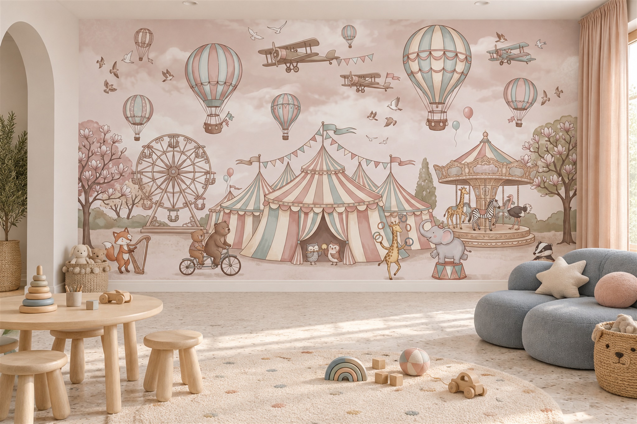 Pink Pattern Decorative Wallpaper Mural Layered Rhythm Wallpaper Mural Accent-wall-wallpaper-murals, Peel-and-stick Finish