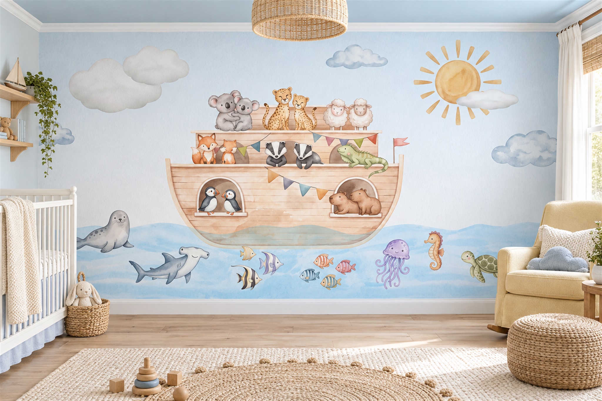 Blue Pattern Decorative Wallpaper Mural Layered Expressive Wallpaper Accent-wall-wallpaper-murals, Peel-and-stick Finish