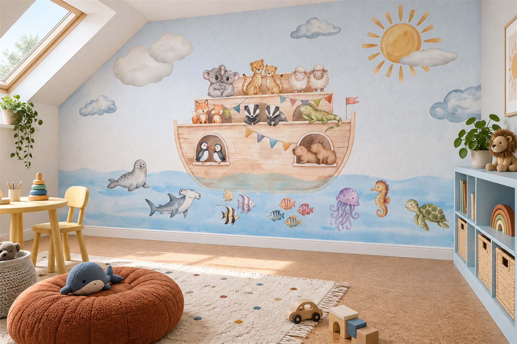 Blue Pattern Decorative Wallpaper Mural Layered Expressive Wallpaper Accent-wall-wallpaper-murals, Peel-and-stick Finish