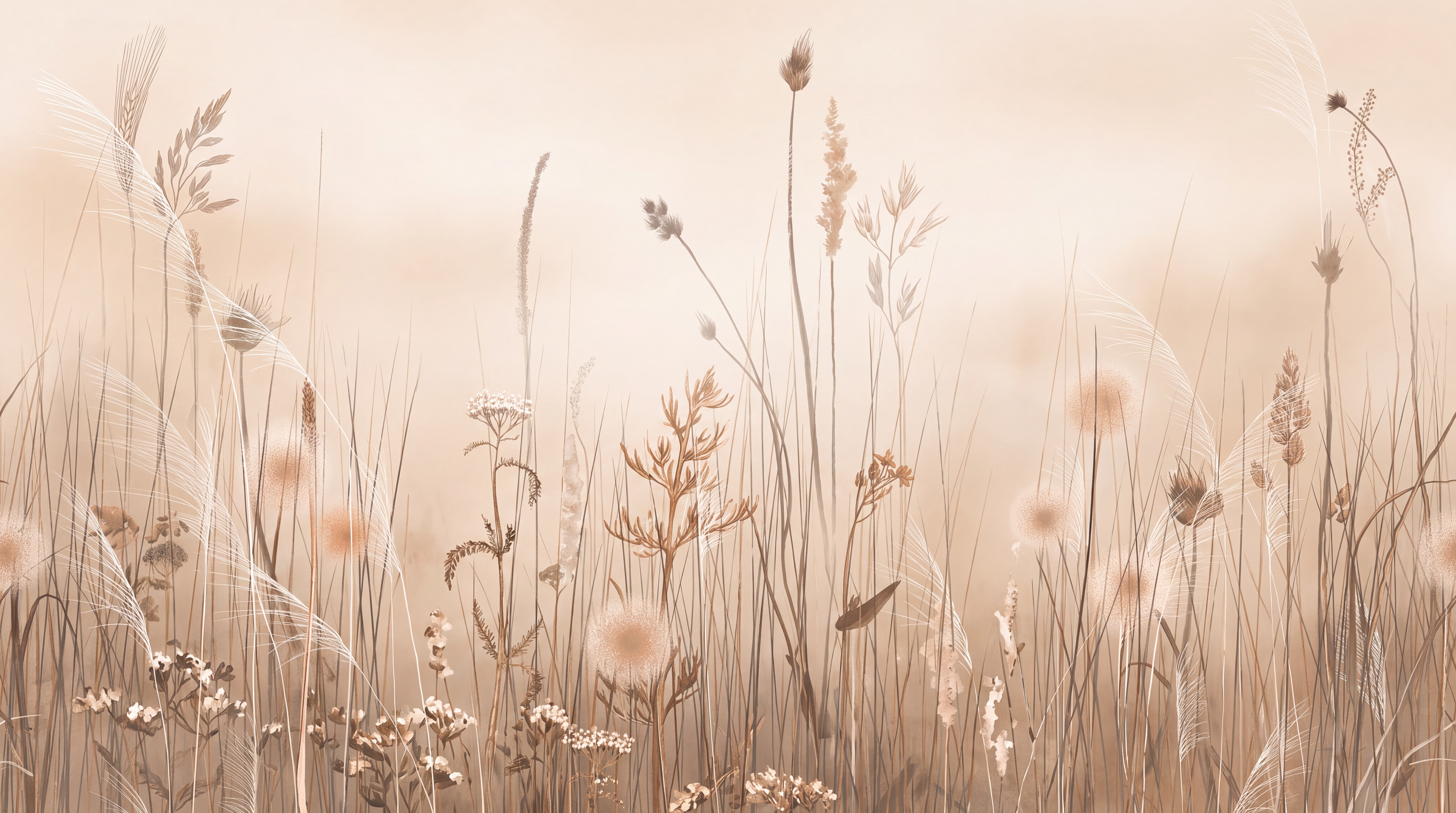 Beige Meadow Scenic Wallpaper Mural Entryway-wallpaper-murals, Peel-and-stick Finish