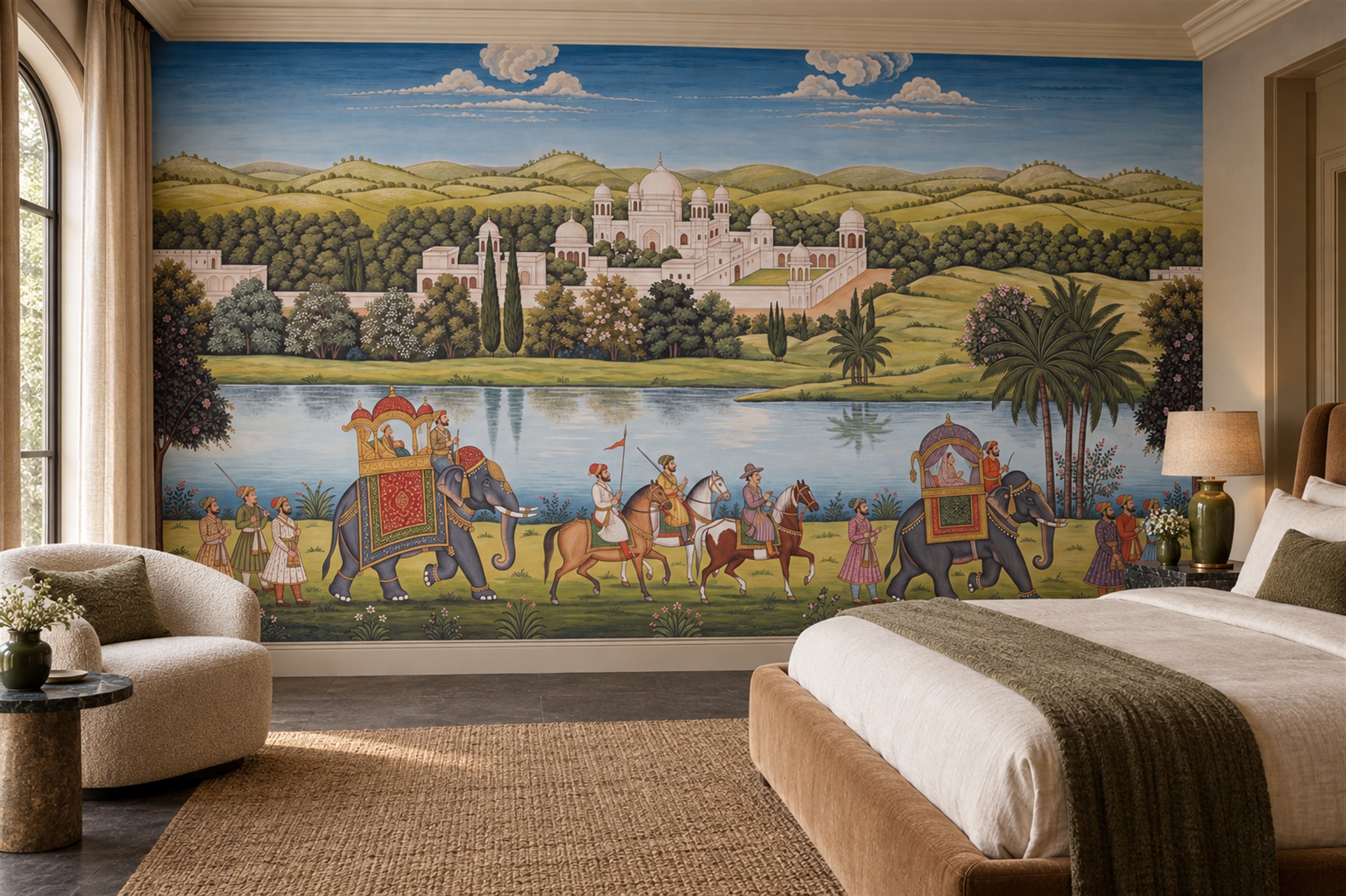 Olive Palace Scenic Wallpaper Mural Home-office-wallpaper-murals, Peel-and-stick Finish
