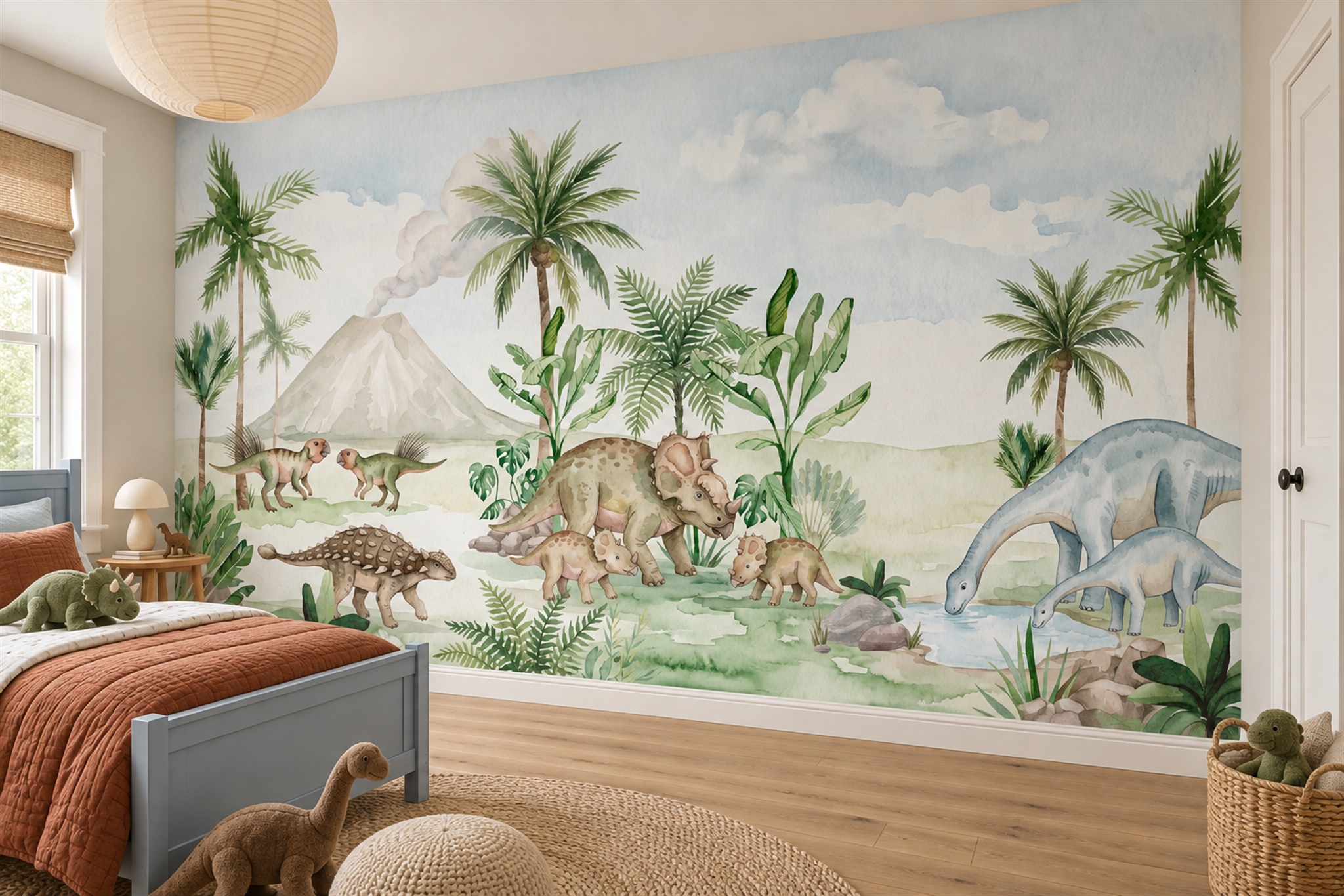 Green Pattern Decorative Wallpaper Mural Layered Abstract Wallpaper Accent-wall-wallpaper-murals, Peel-and-stick Finish