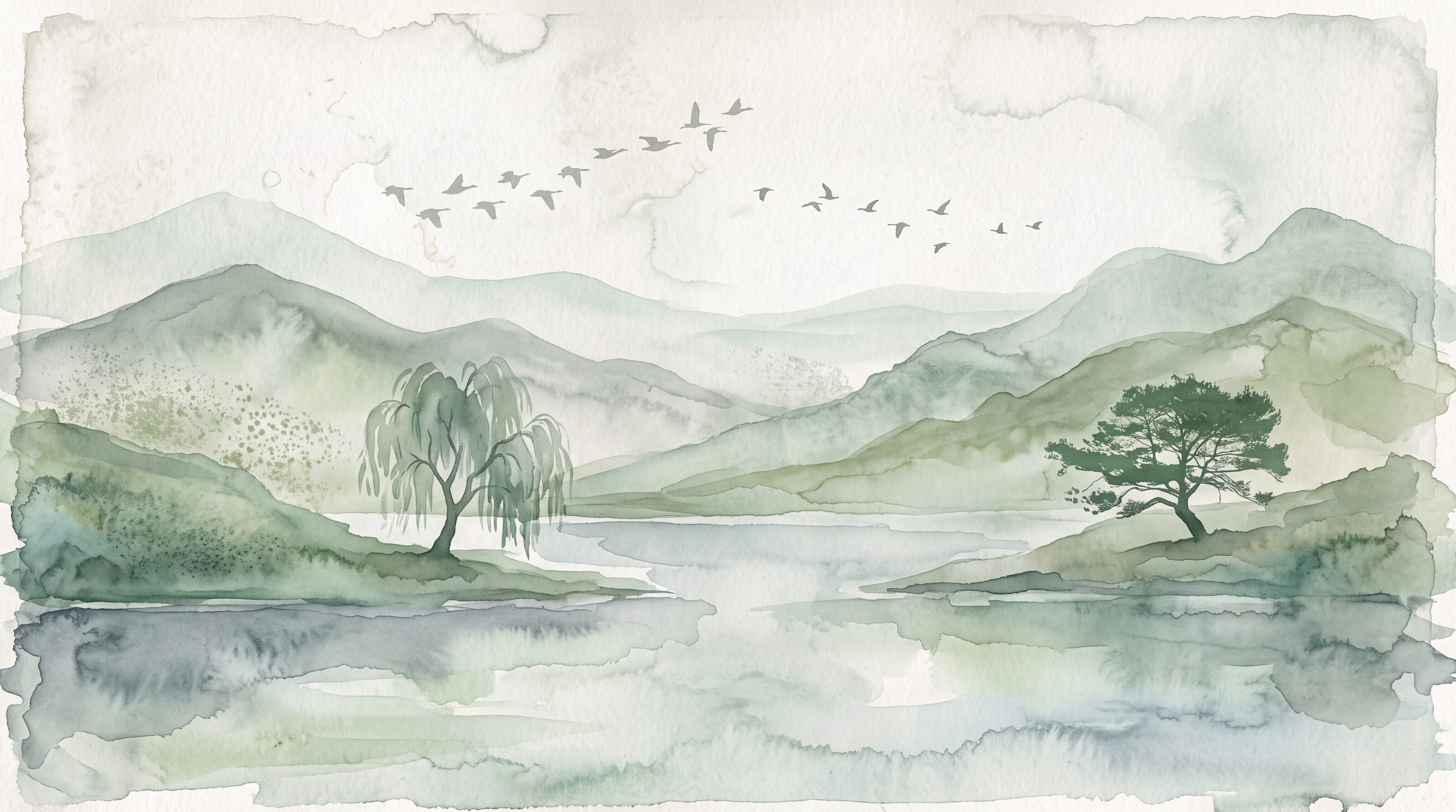 Sage Mountain Scenic Wallpaper Mural, Peel-and-stick Finish