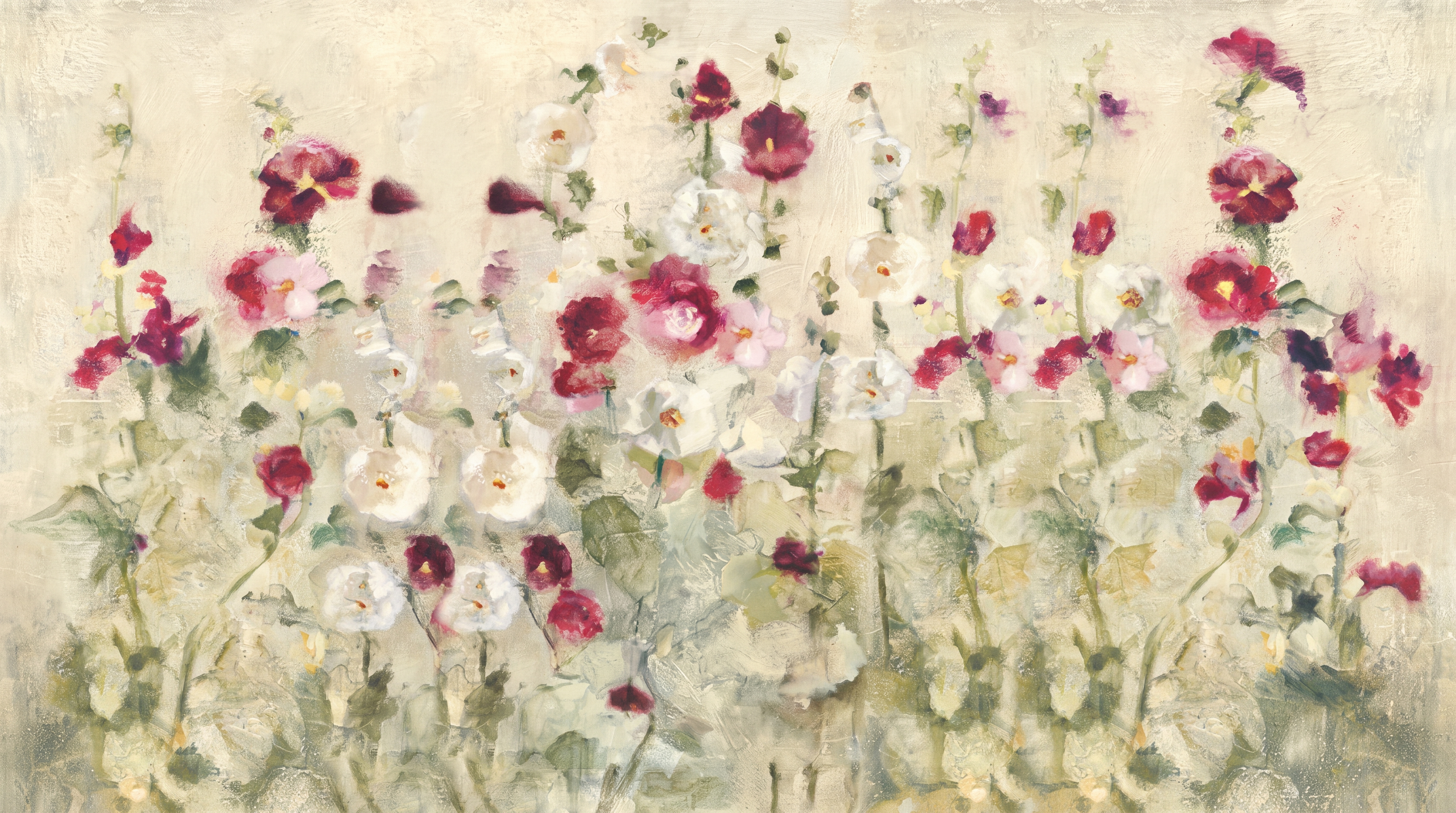 Pink Pattern Decorative Wallpaper Mural Layered Composition Wallpaper, Peel-and-stick Finish