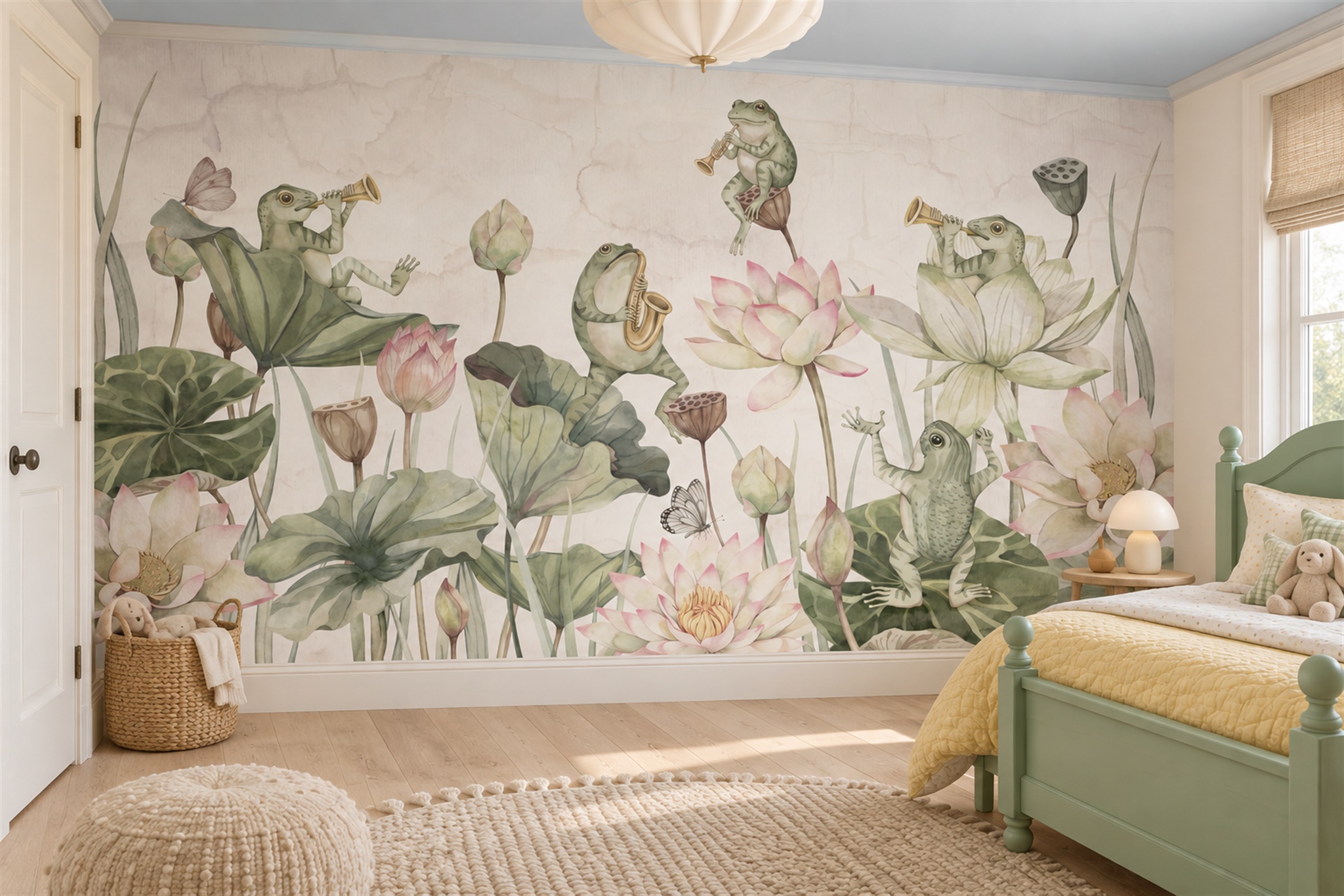 Sage Botanical Botanical Abstract Wallpaper Mural Kids-room-wallpaper-murals, Peel-and-stick Finish