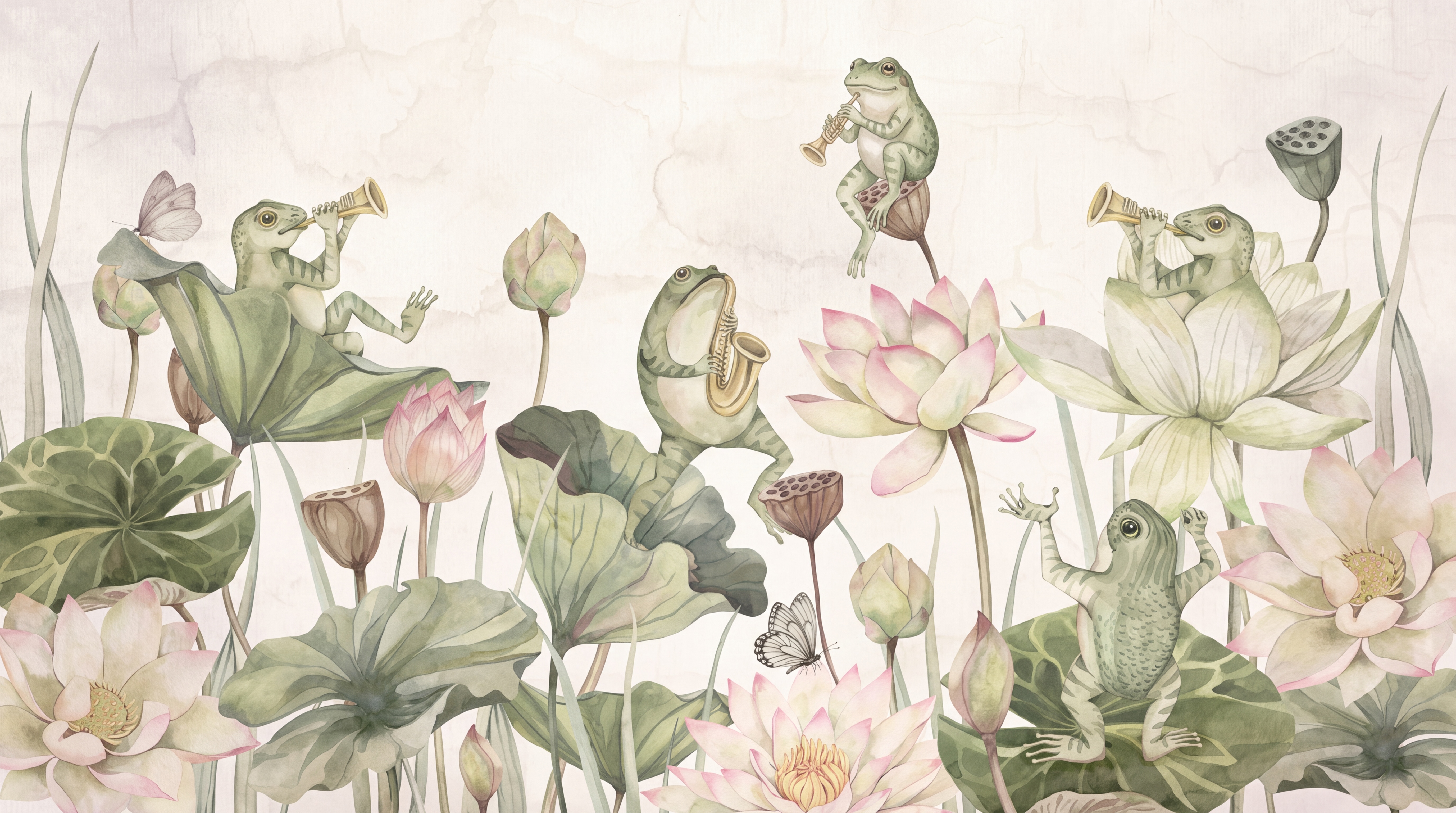 Sage Botanical Botanical Abstract Wallpaper Mural, Peel-and-stick Finish
