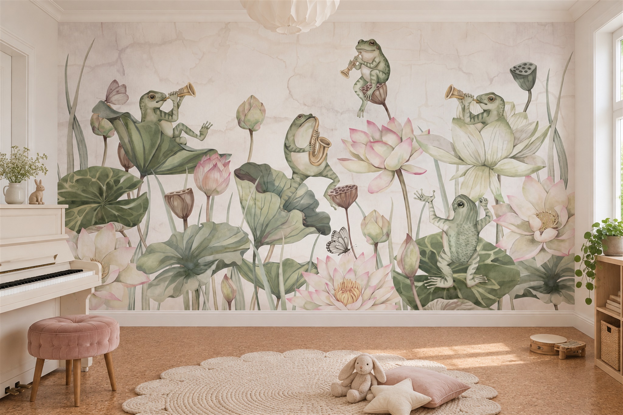 Sage Botanical Botanical Abstract Wallpaper Mural Dining-room-wallpaper-murals, Peel-and-stick Finish