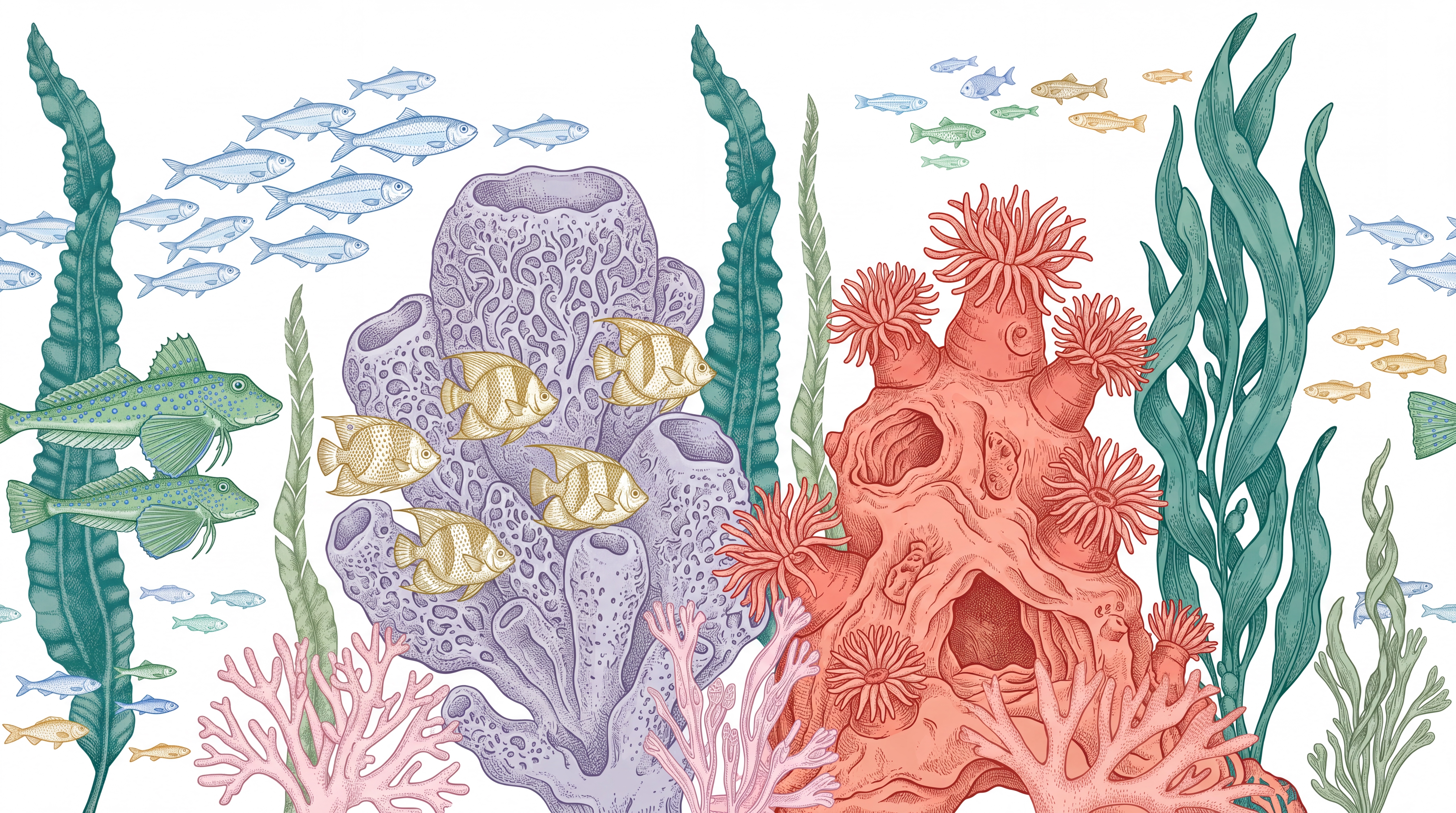 Coral Ocean Scenic Wallpaper Mural, Peel-and-stick Finish