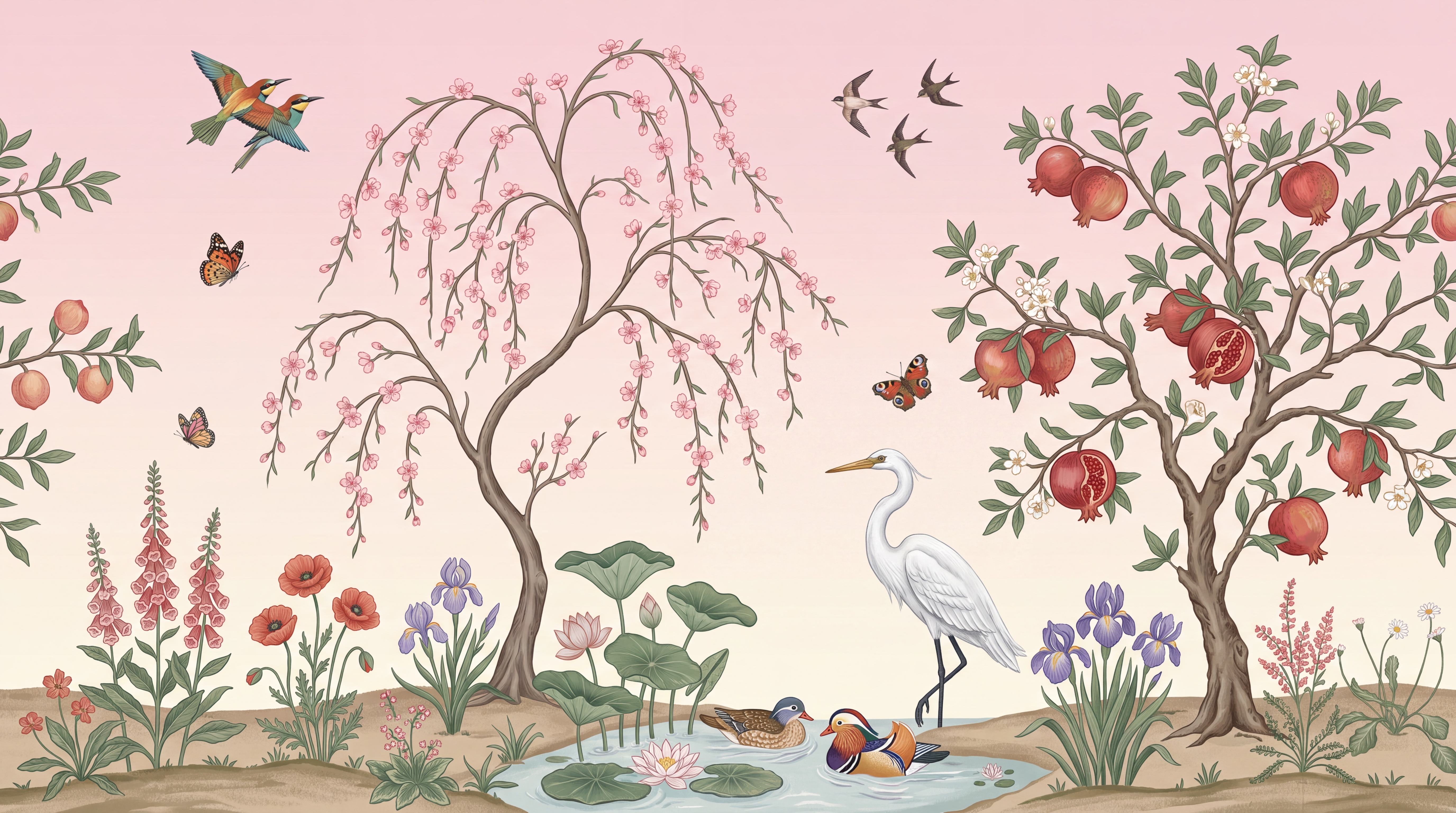 Pink Pattern Decorative Wallpaper Mural Layered Marks Wallpaper Mural, Peel-and-stick Finish