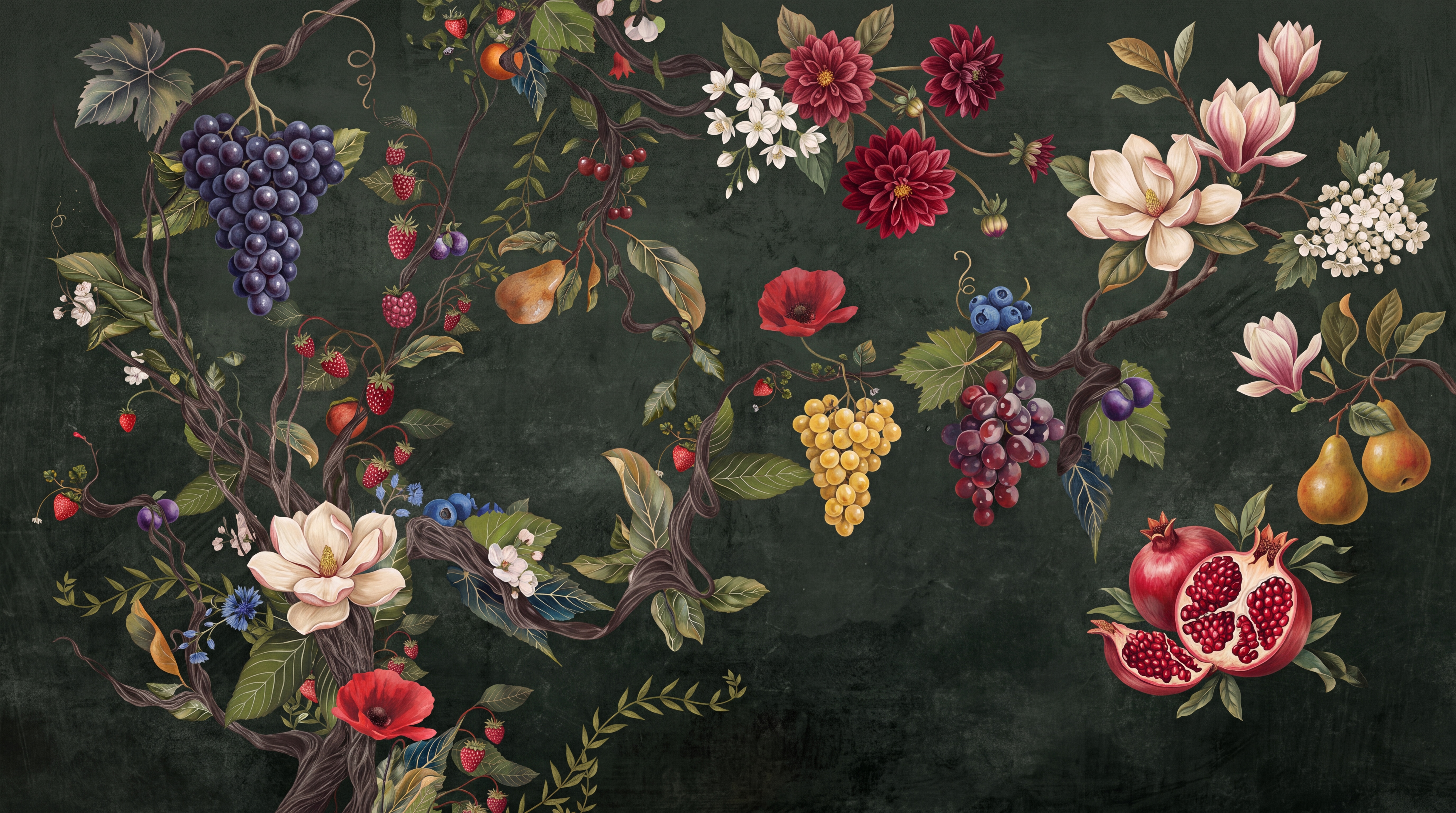 Green Pattern Decorative Wallpaper Mural Layered Forms Wallpaper Mural, Peel-and-stick Finish