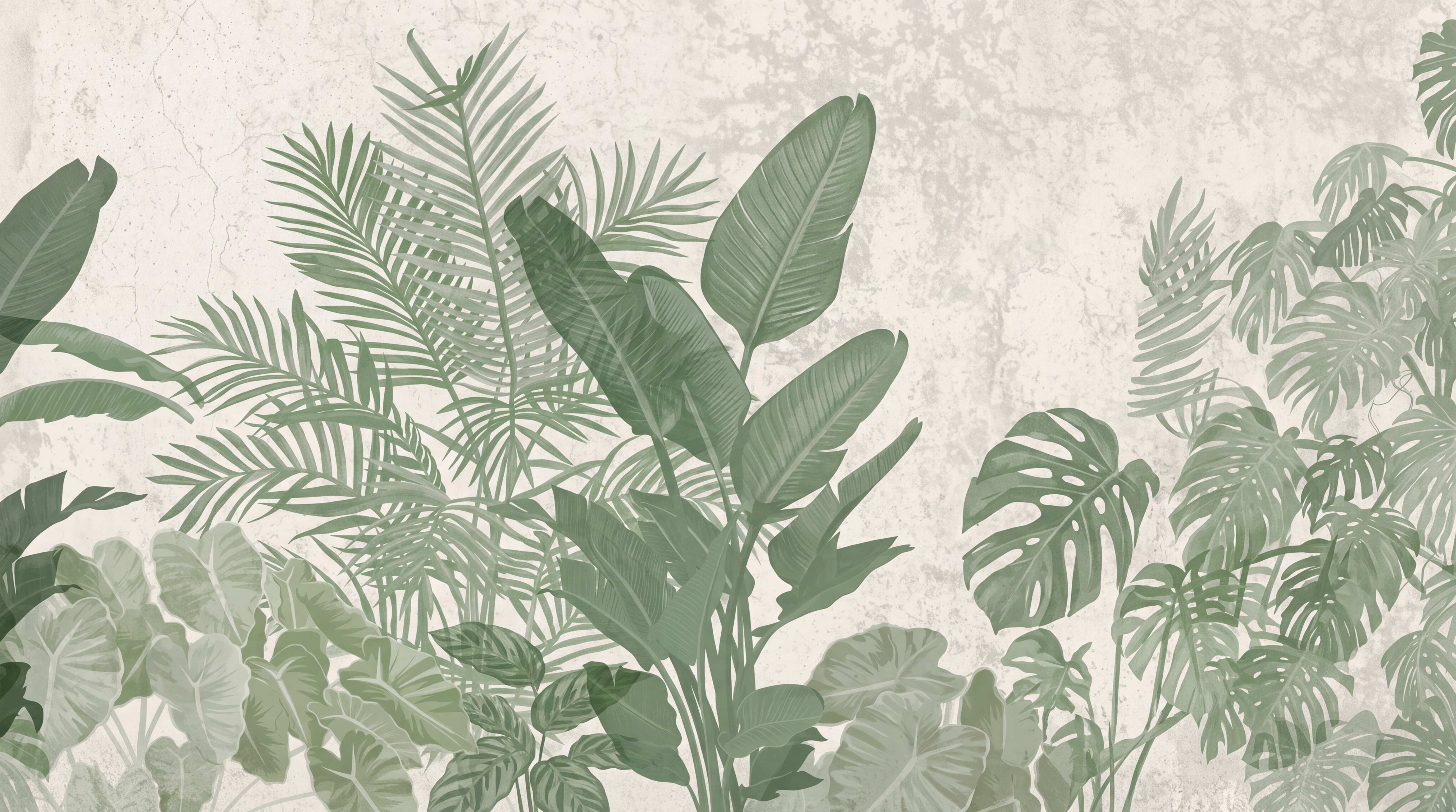 Sage Leaf Botanical Decorative Wallpaper Mural, Peel-and-stick Finish