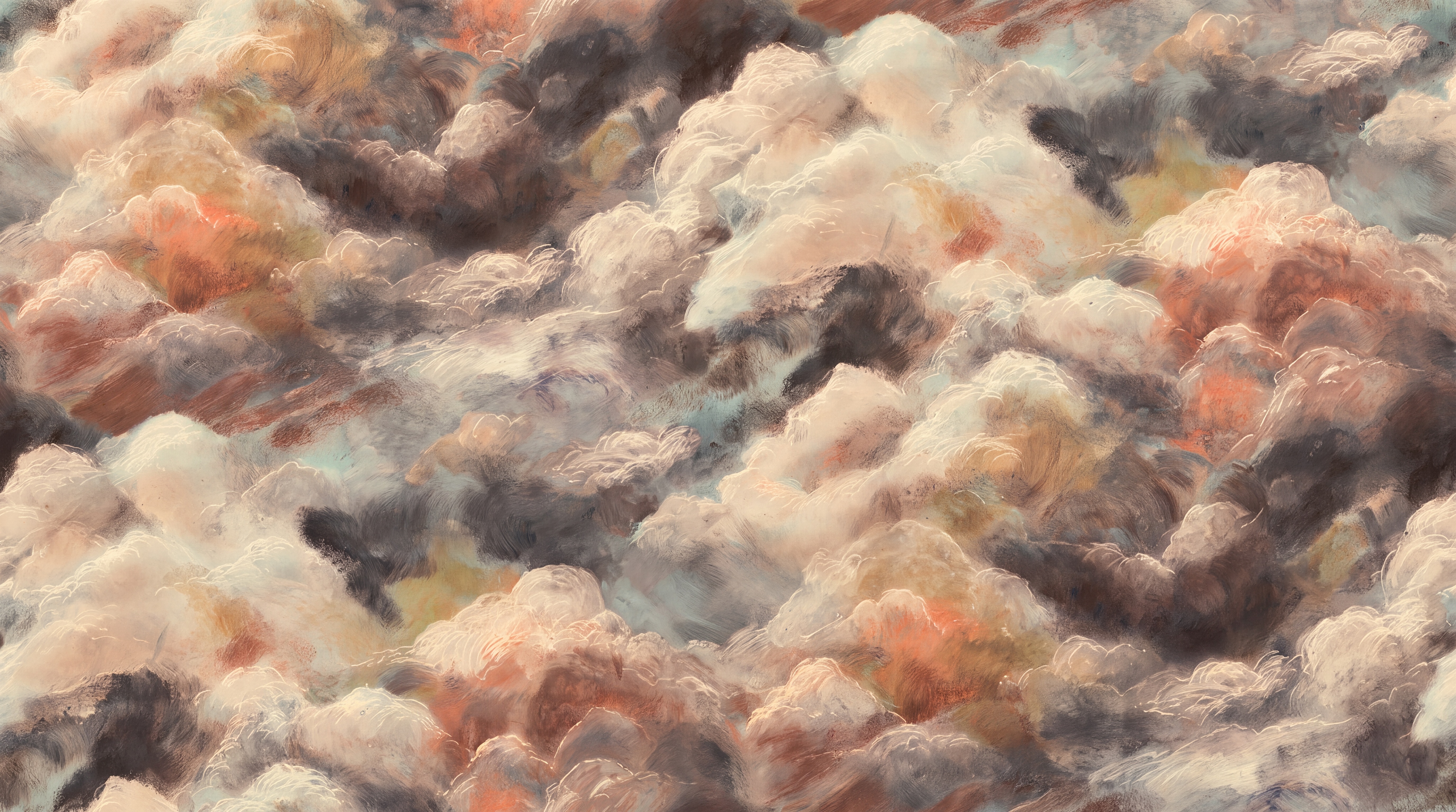 Peach Clouds Artful Abstract Wallpaper Mural Accent-wall-wallpaper-murals, Peel-and-stick Finish