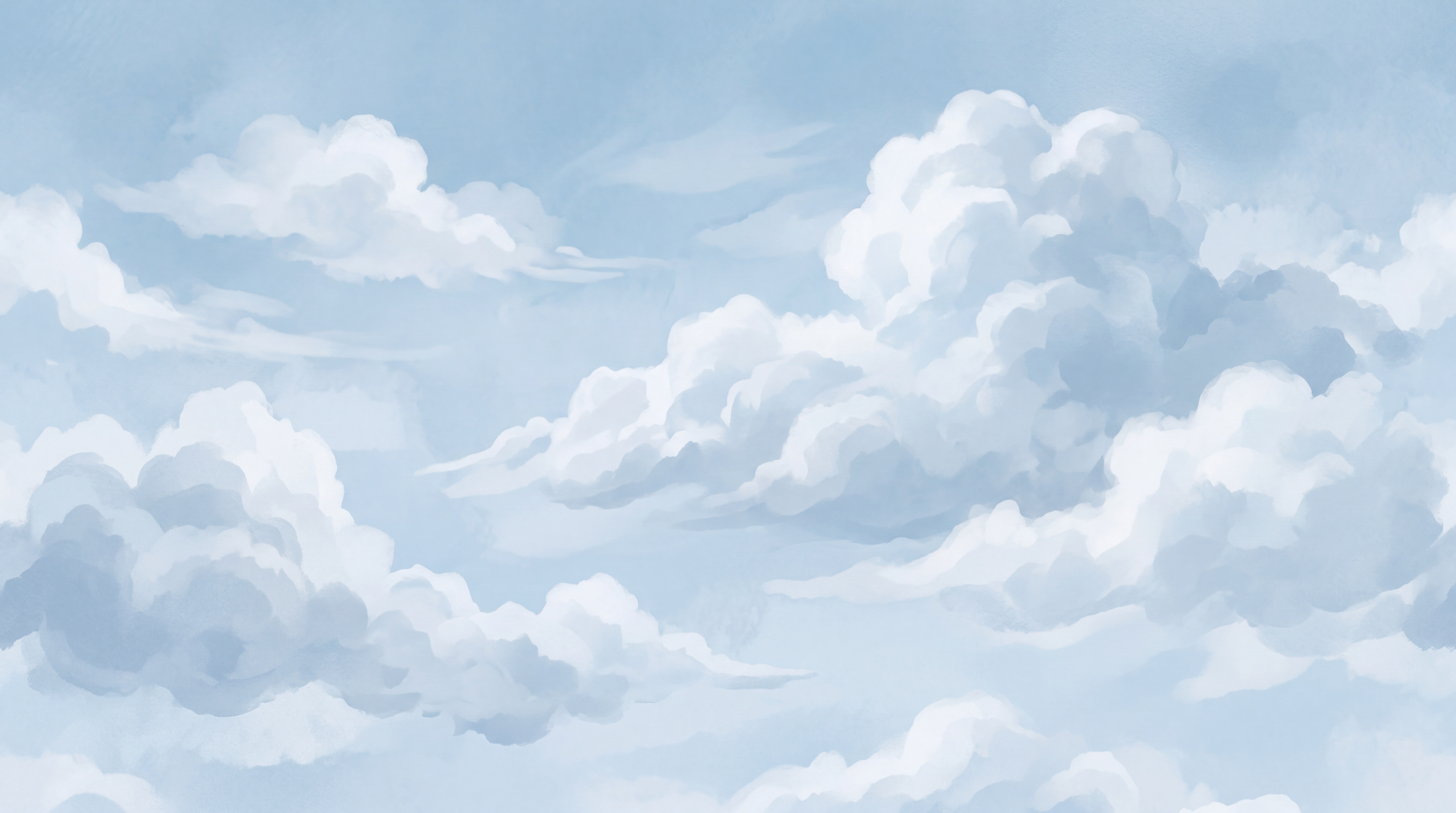 Blue Clouds Artful Atmospheric Wallpaper Mural, Peel-and-stick Finish