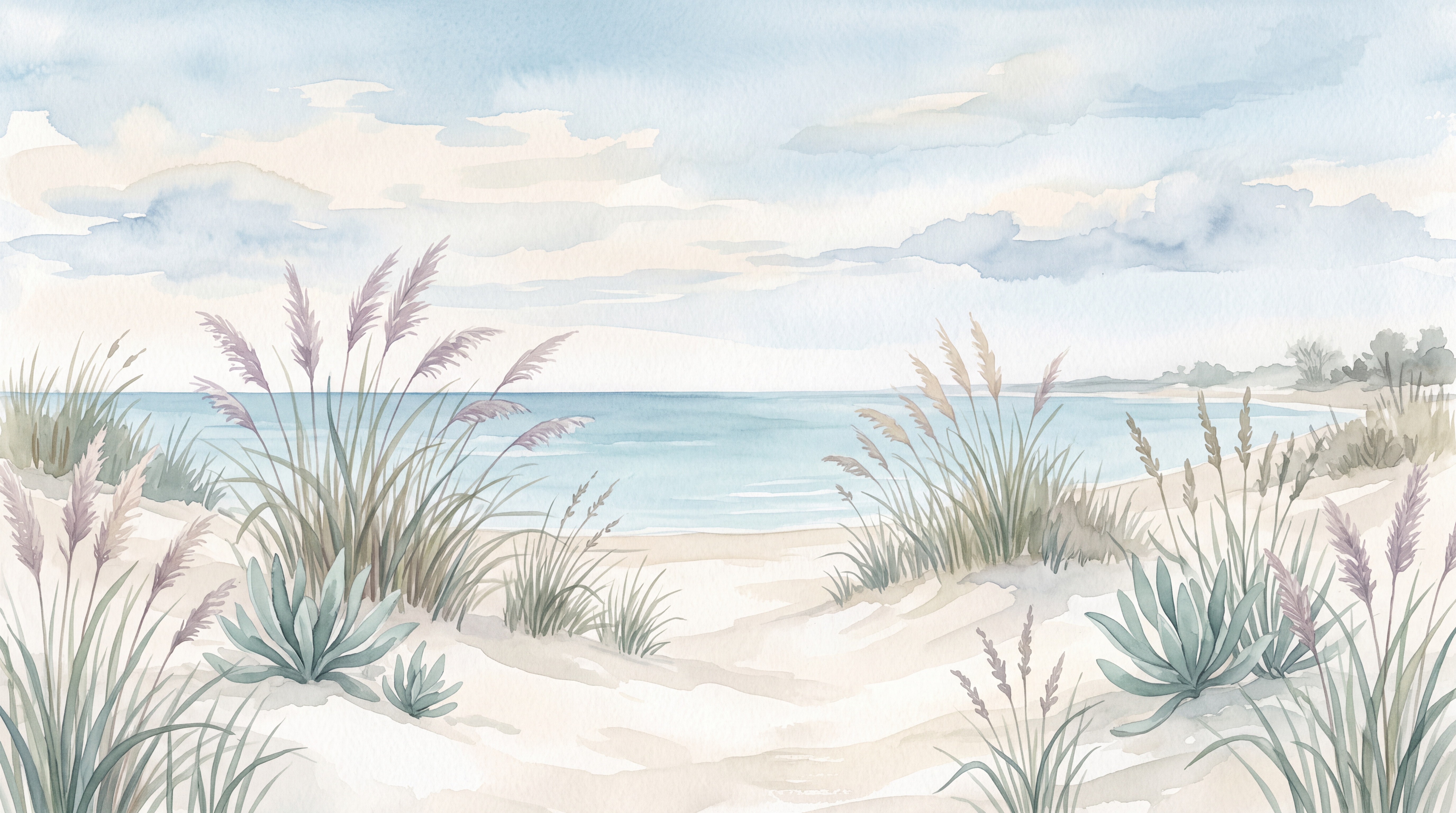 Aqua Coastal Scenic Wallpaper Mural Bedroom-wallpaper-murals, Peel-and-stick Finish