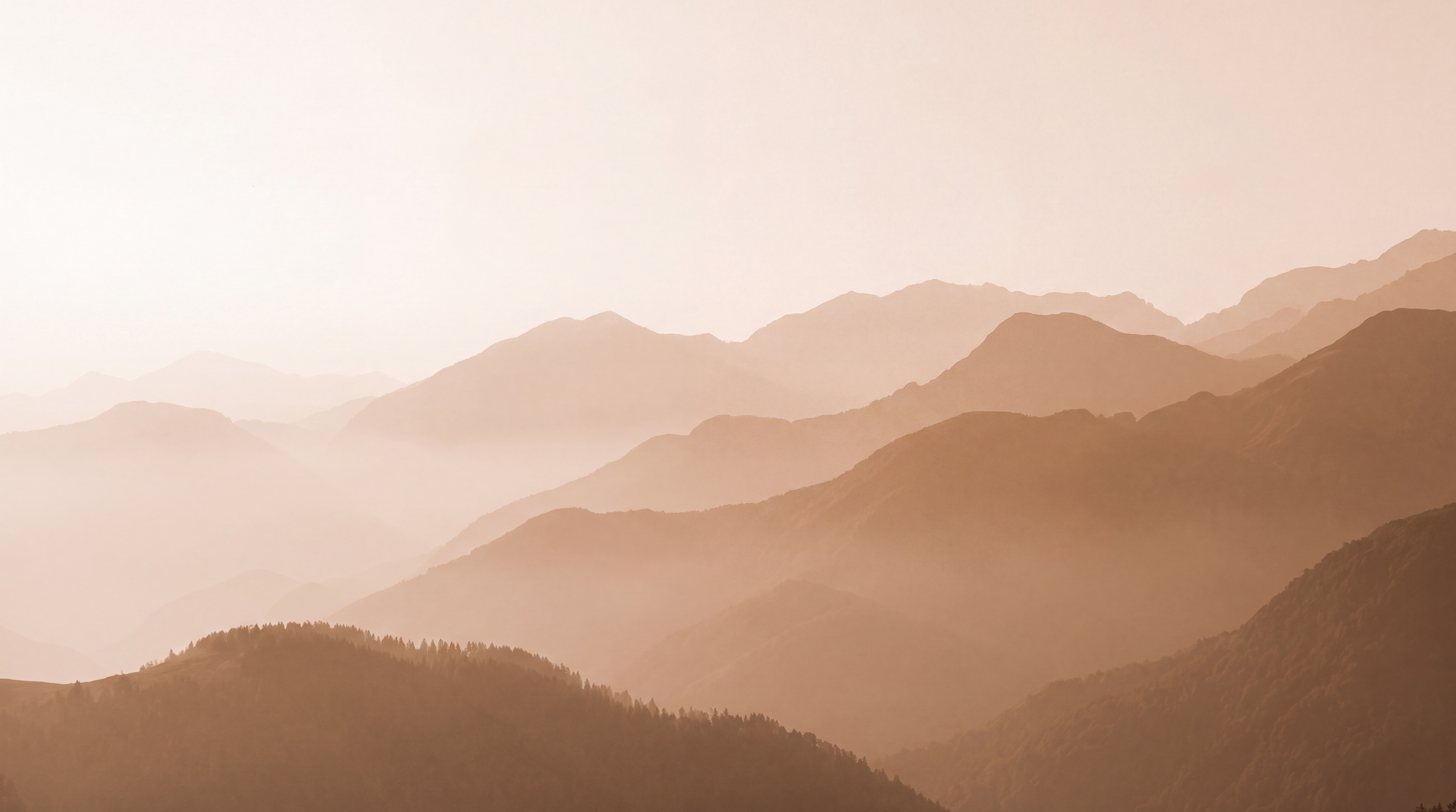 Peach Mountain Scenic Wallpaper Mural, Peel-and-stick Finish