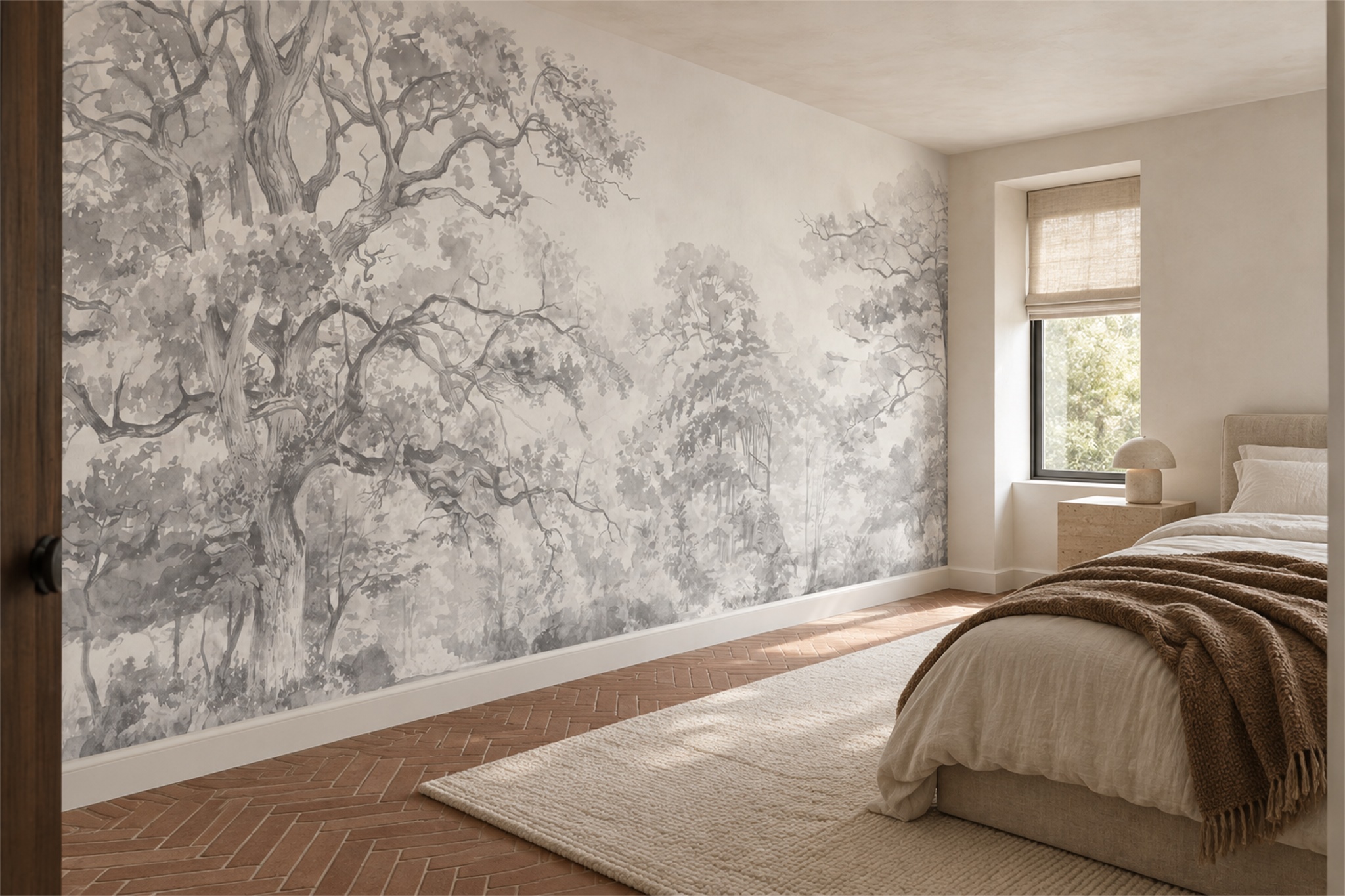 Grey Pattern Decorative Wallpaper Mural Layered Marks Wallpaper Mural Bedroom-wallpaper-murals, Peel-and-stick Finish