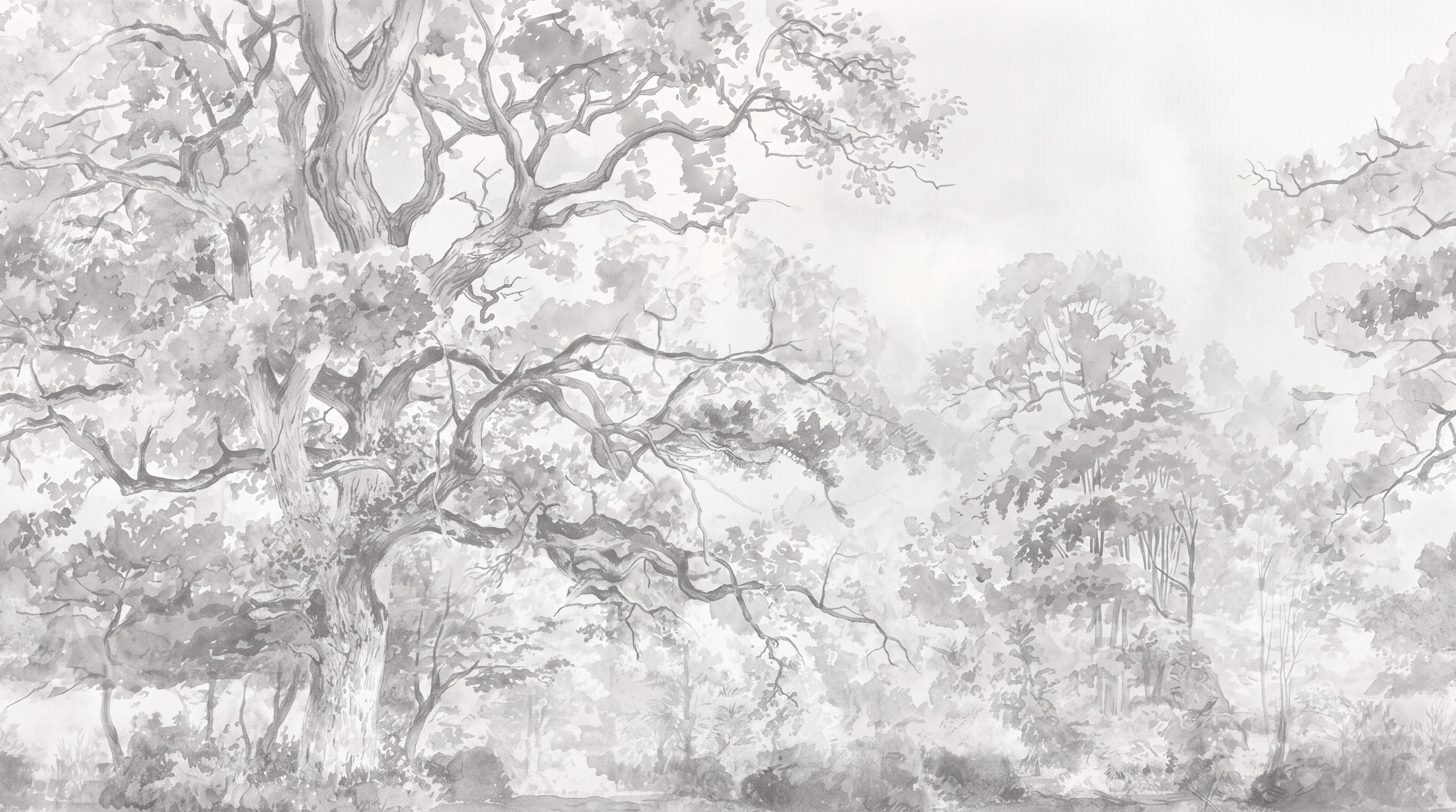 Grey Pattern Decorative Wallpaper Mural Layered Marks Wallpaper Mural, Peel-and-stick Finish