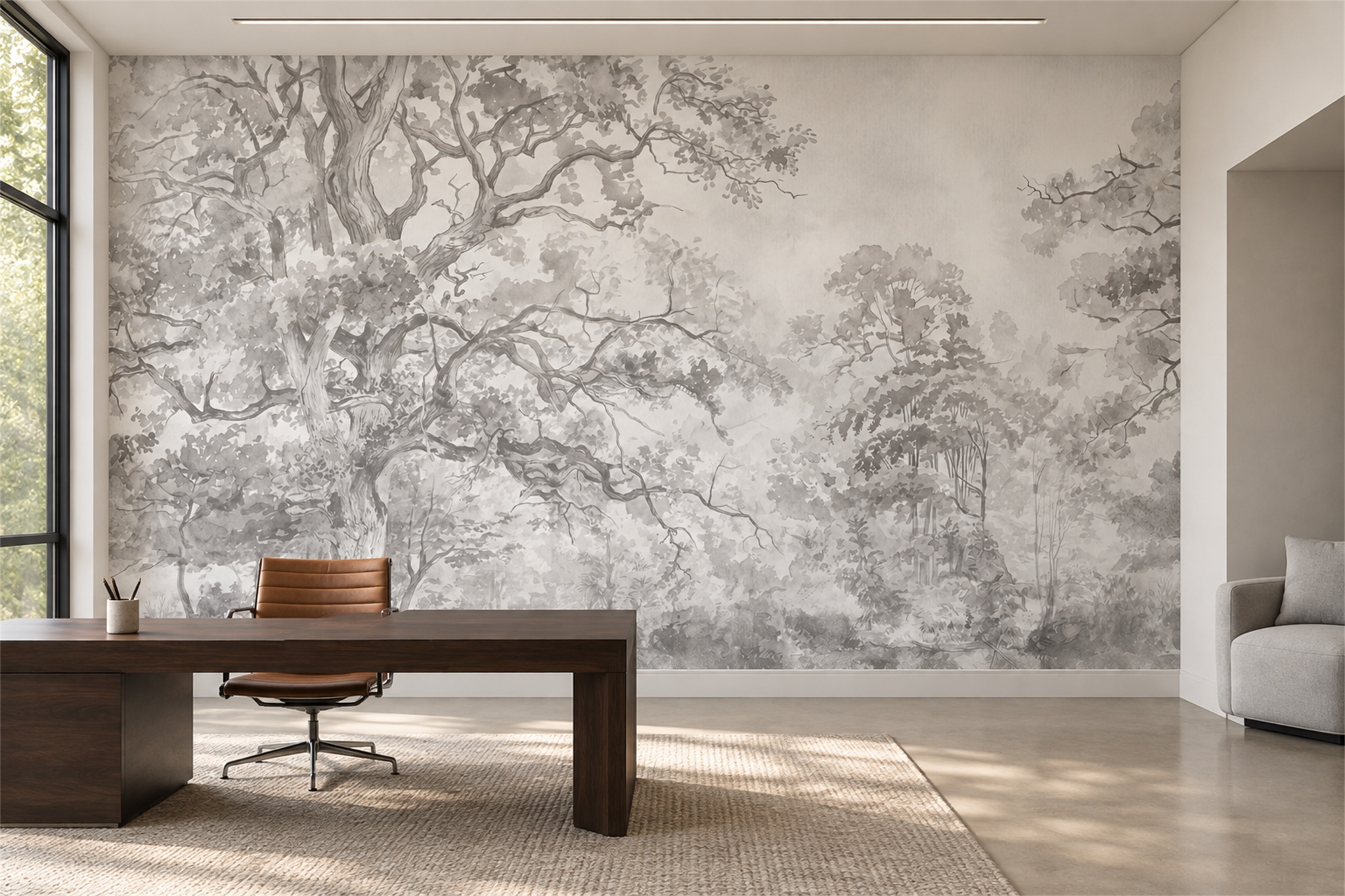 Grey Pattern Decorative Wallpaper Mural Layered Marks Wallpaper Mural Home-office-wallpaper-murals, Peel-and-stick Finish