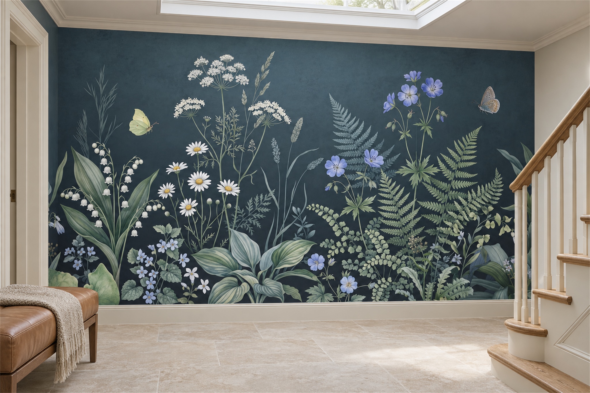 Blue Meadow Scenic Wallpaper Mural Accent-wall-wallpaper-murals, Peel-and-stick Finish