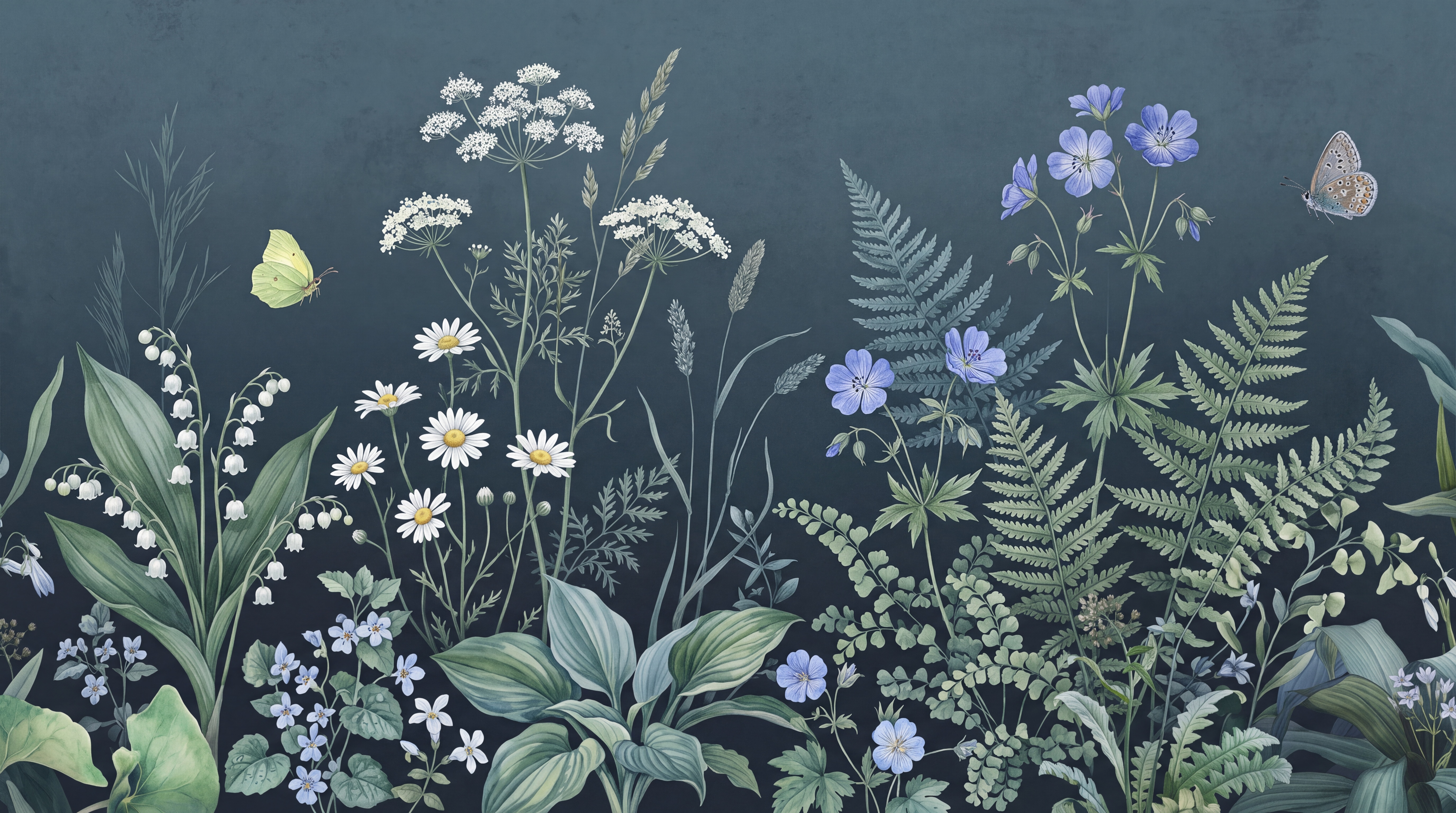Blue Meadow Scenic Wallpaper Mural, Peel-and-stick Finish