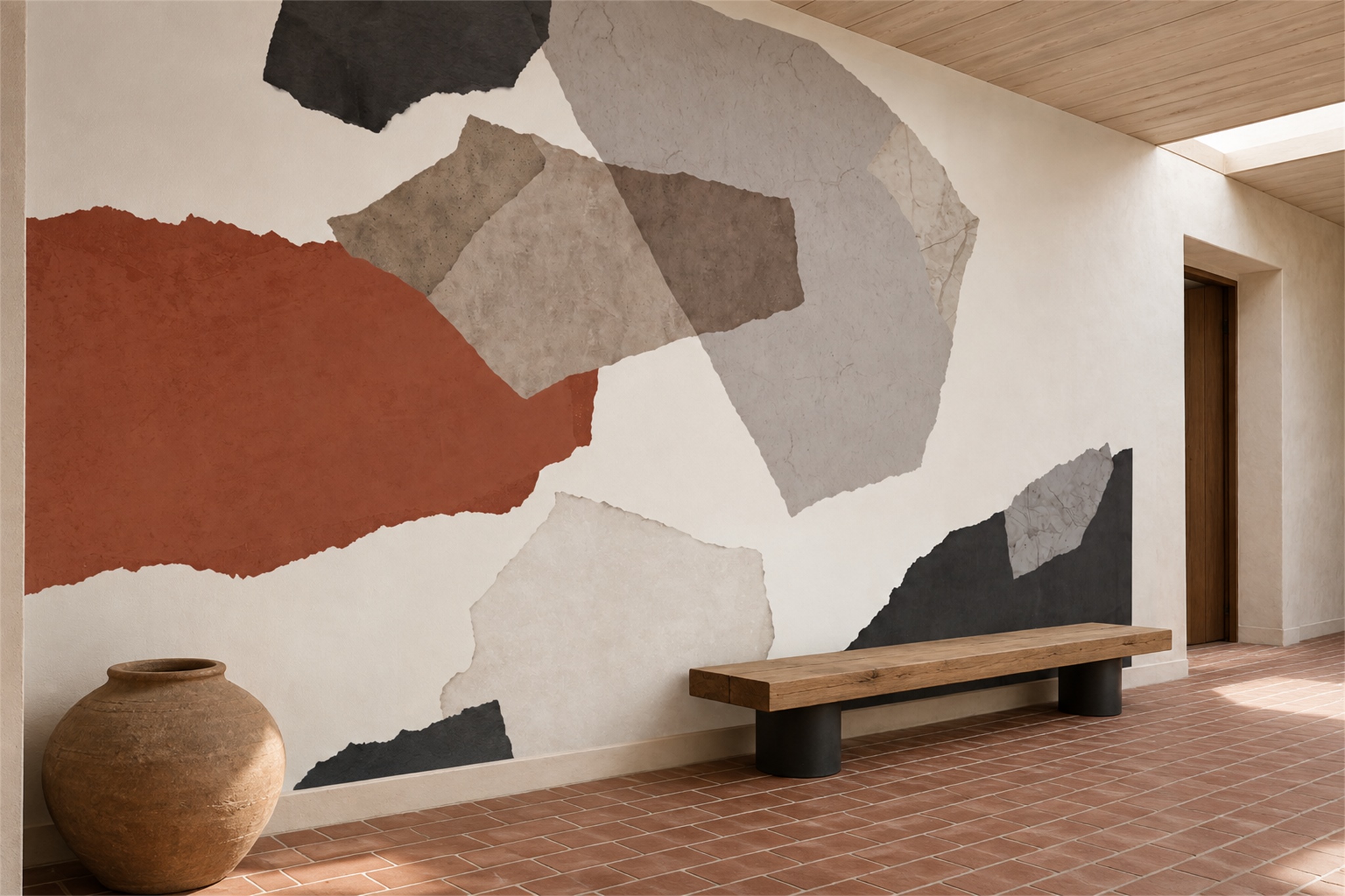 Rust Pattern Decorative Layered Wallpaper Mural Entryway-wallpaper-murals, Peel-and-stick Finish