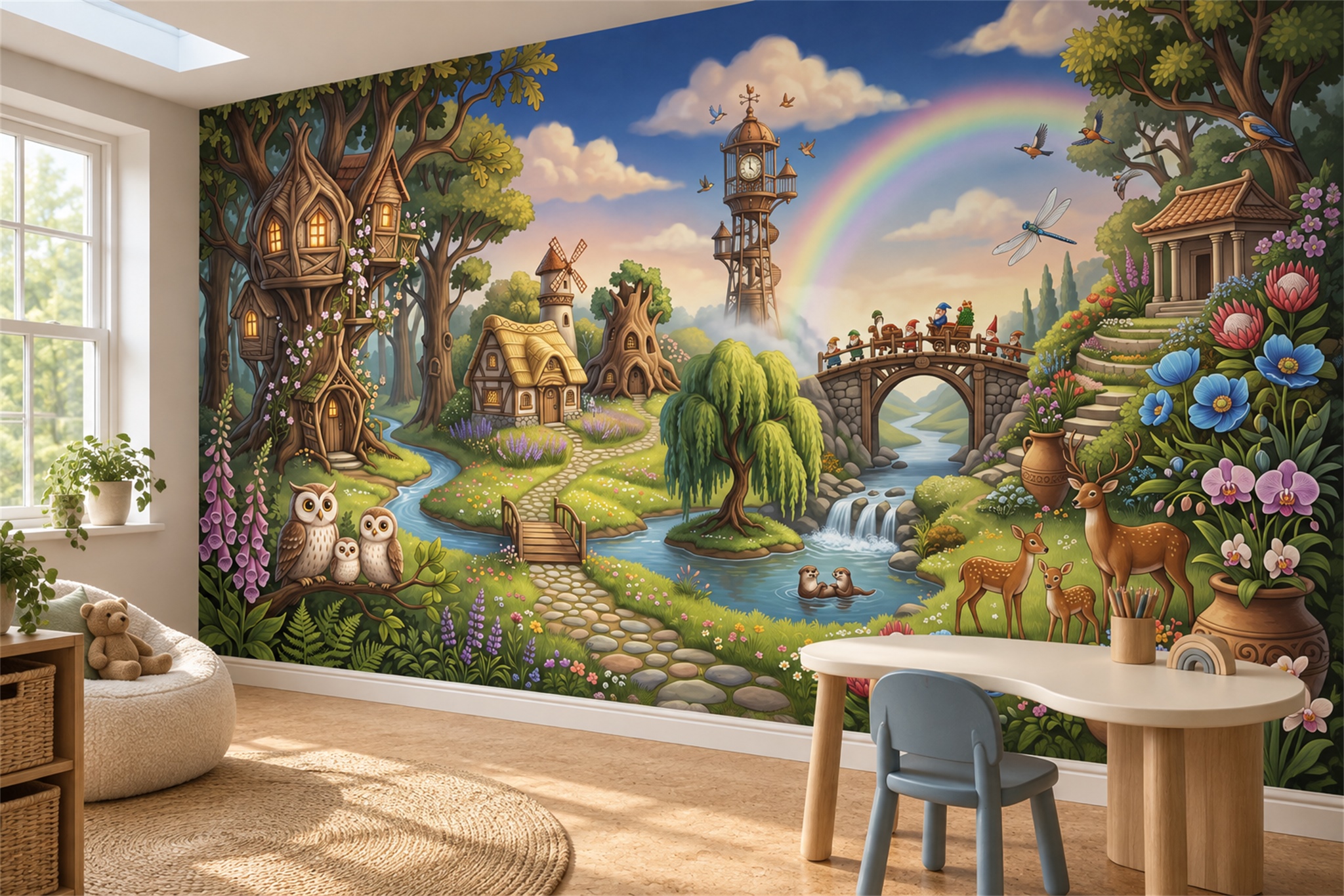 Green Pattern Decorative Wallpaper Mural Layered Tones Wallpaper Mural Home-office-wallpaper-murals, Peel-and-stick Finish