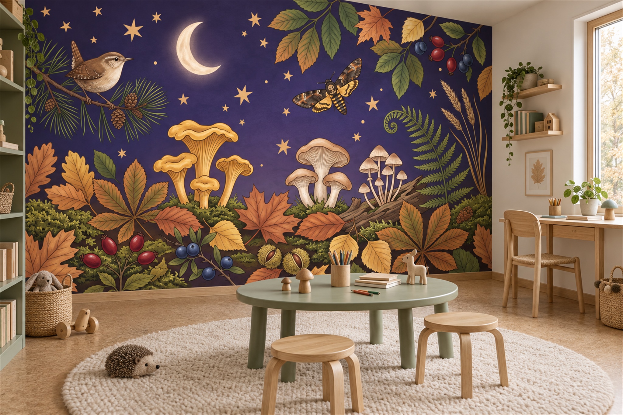 Purple Pattern Decorative Wallpaper Mural Home-office-wallpaper-murals, Shown In A Home Office, Peel-and-stick Finish